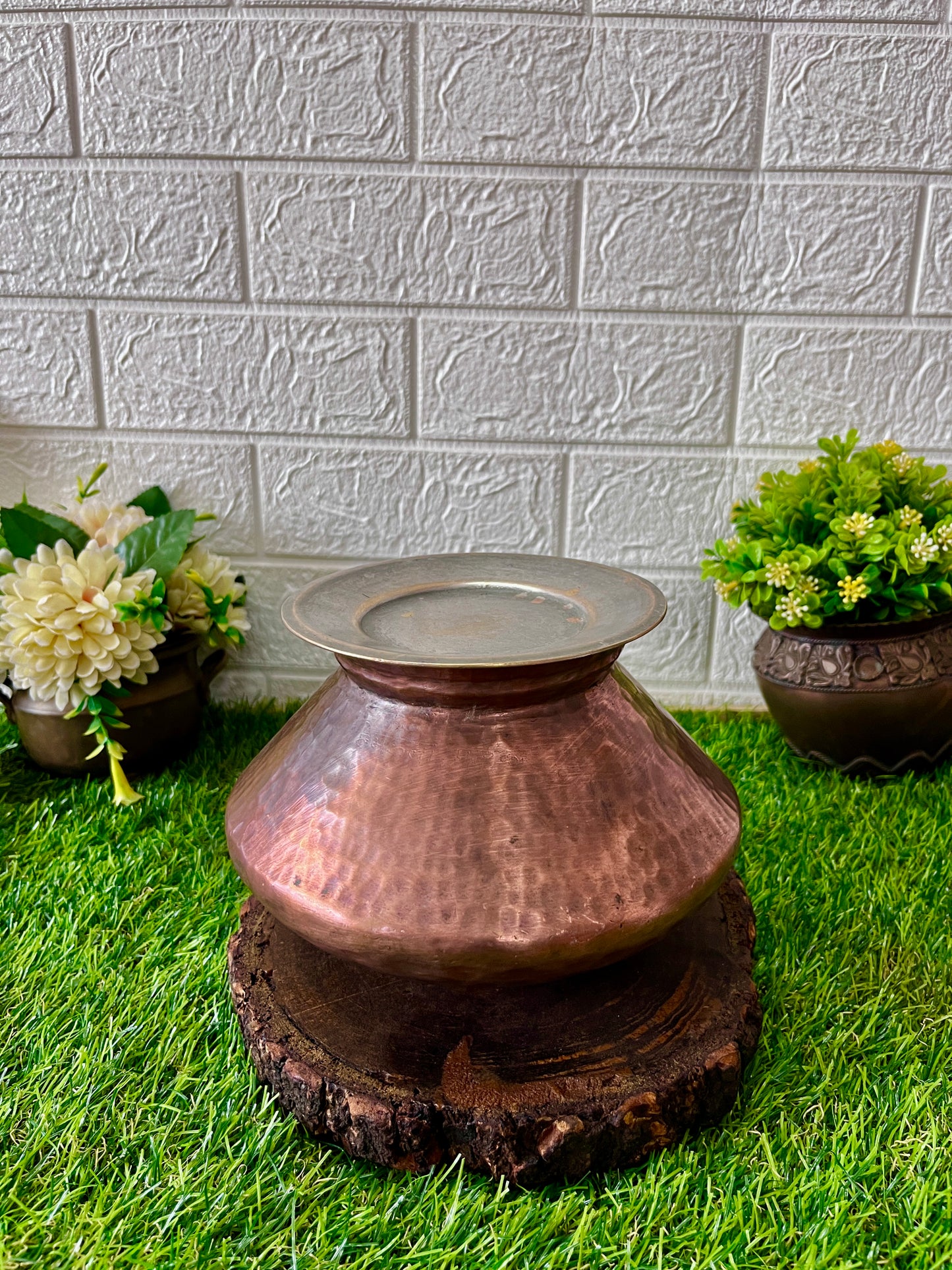 Antique Copper Cooking Bowl With Lid