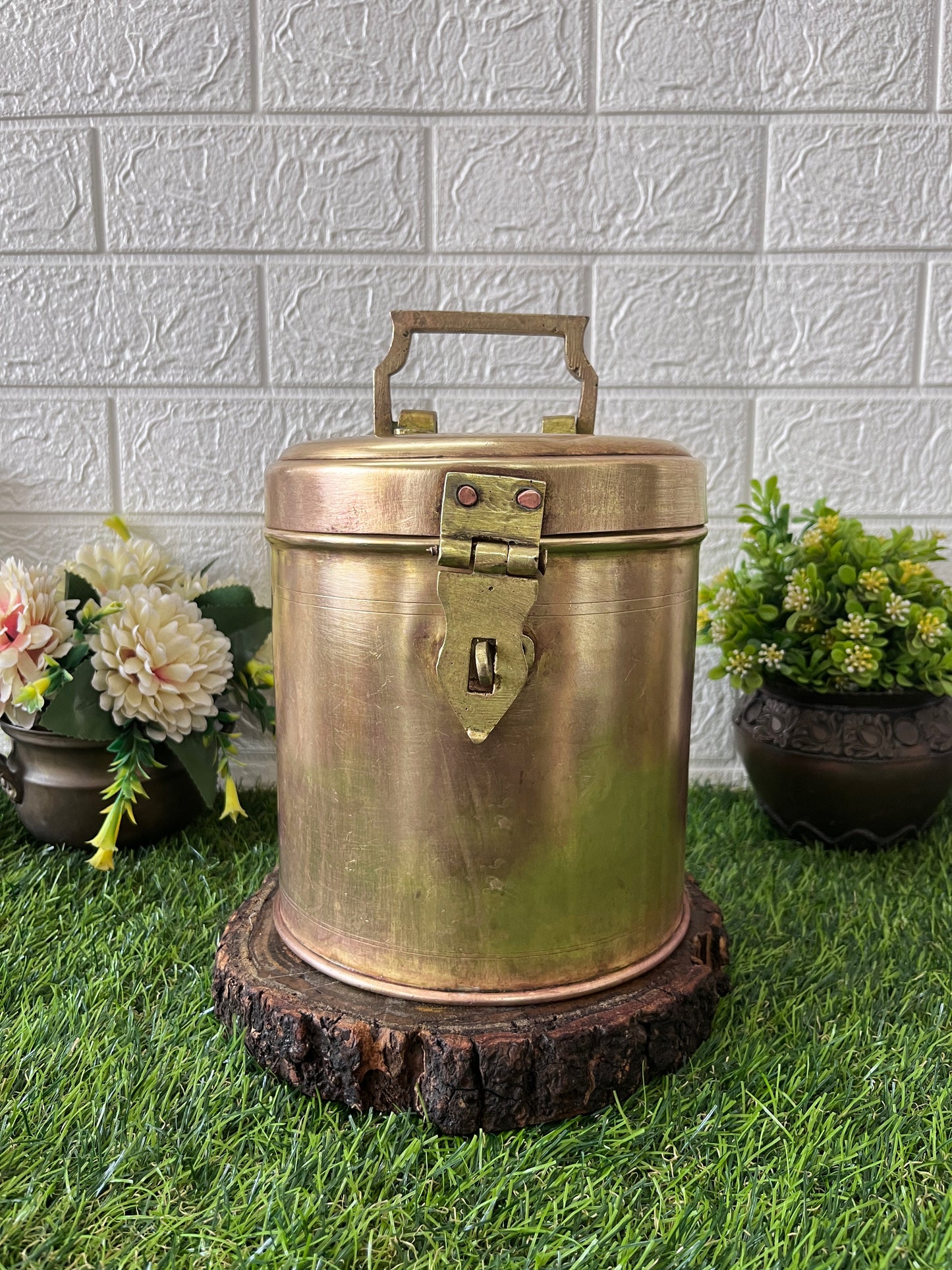 Brass Storage Box With Lock - Antique Kaddi Dabba