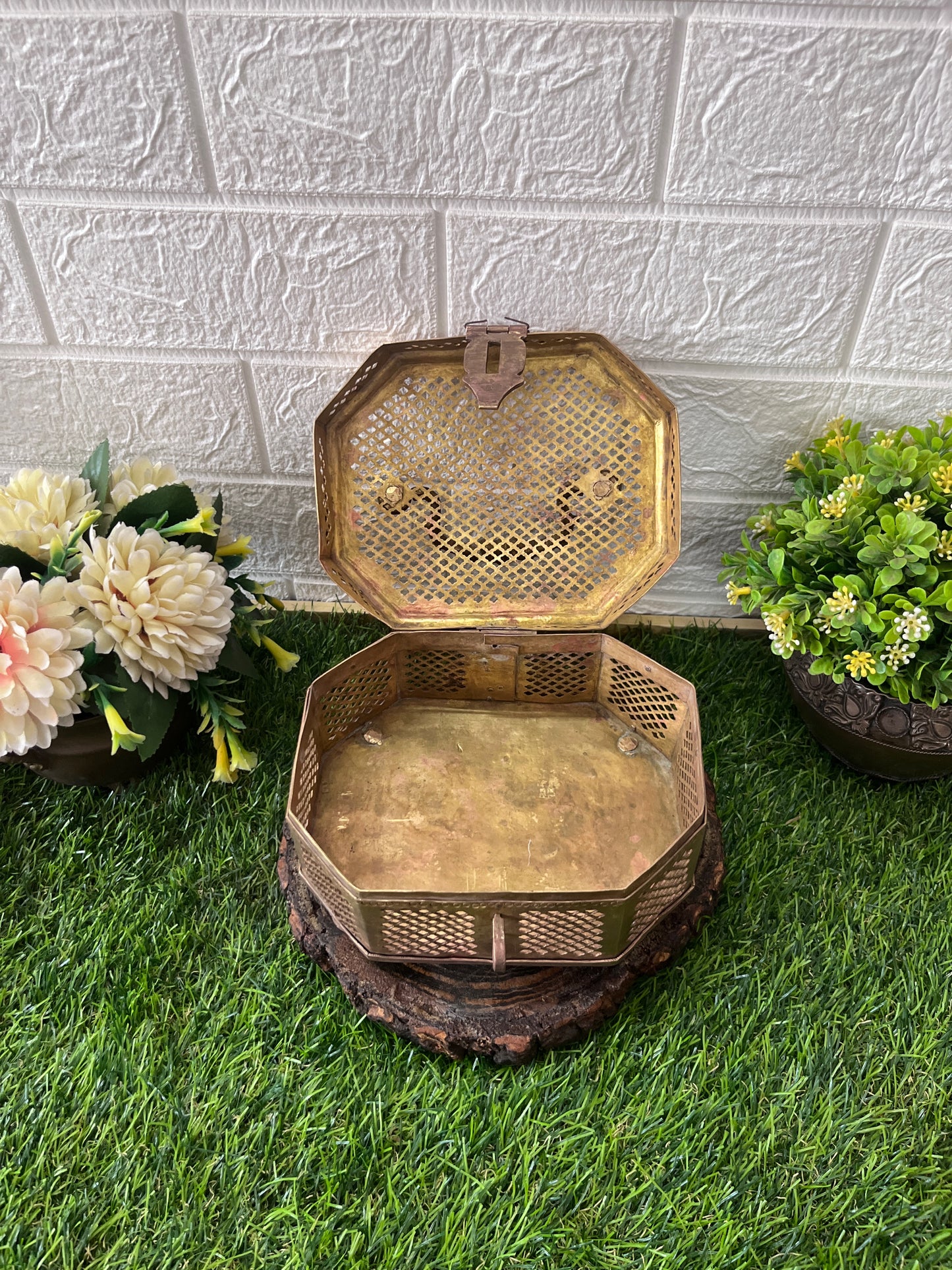 Brass Box With Lock - Antique Decor Item