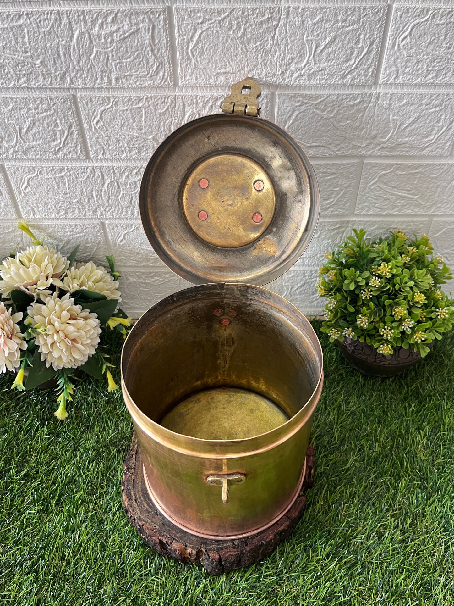 Brass Storage Box With Lock - Antique Kaddi Dabba