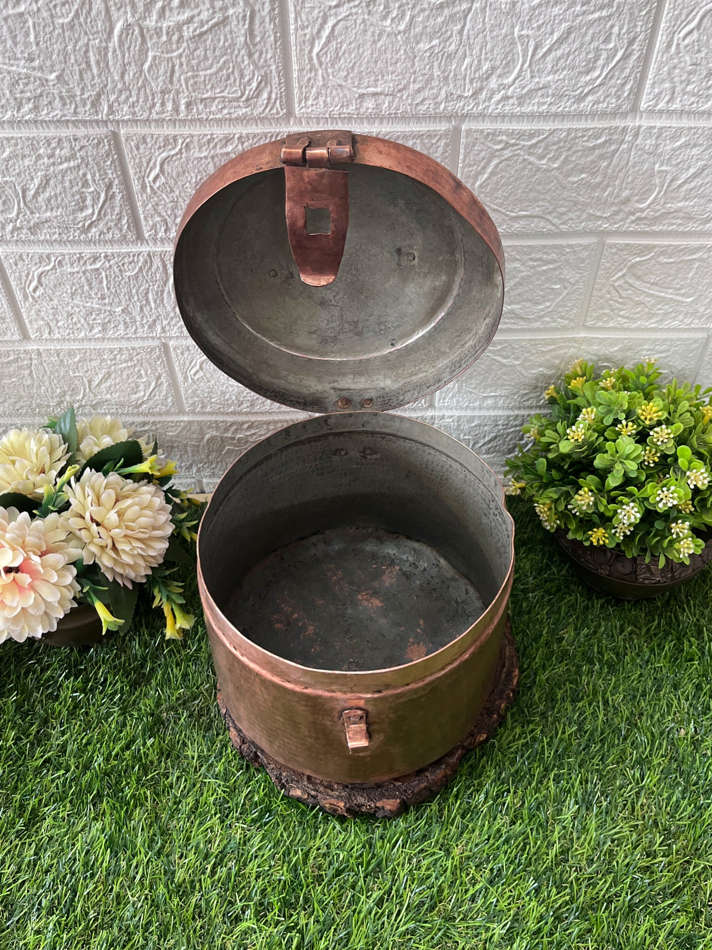 Rare Copper Storage Box With Lock - Antique Rare Kaddi Dabba