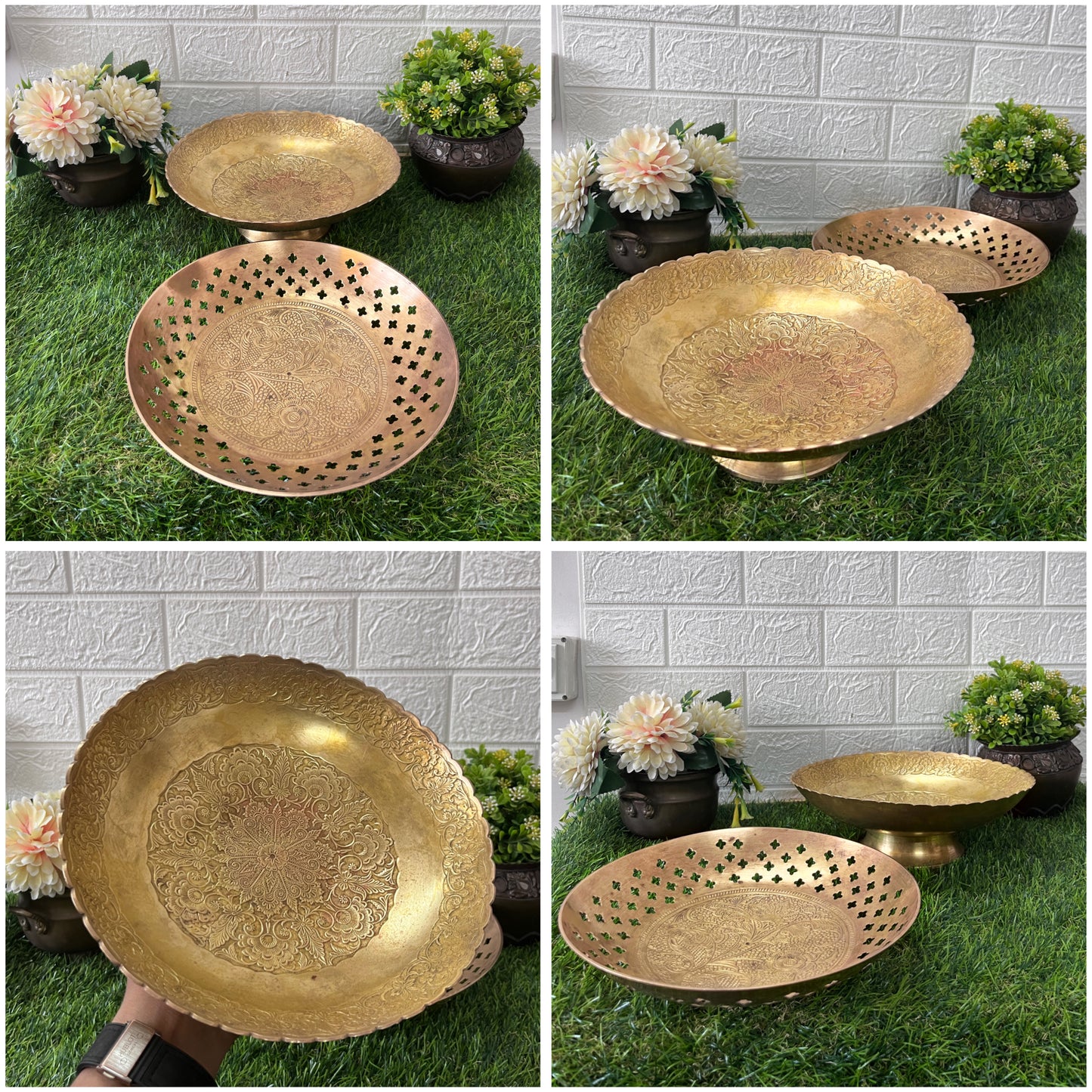 Brass Big Fruit Bowls In Pair - Antique Serving Item