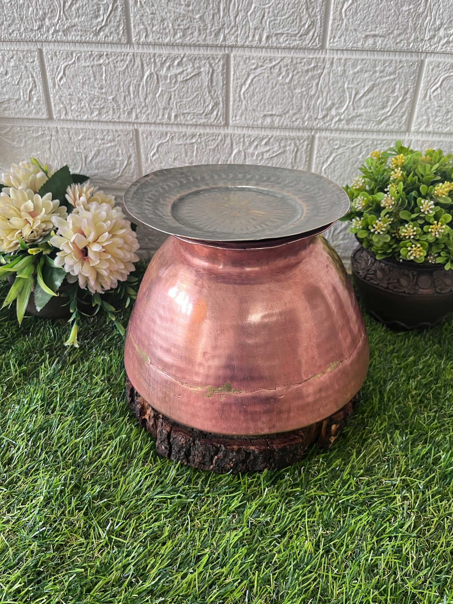 Copper Cooking Bowl With Lid   - Antique Cookware