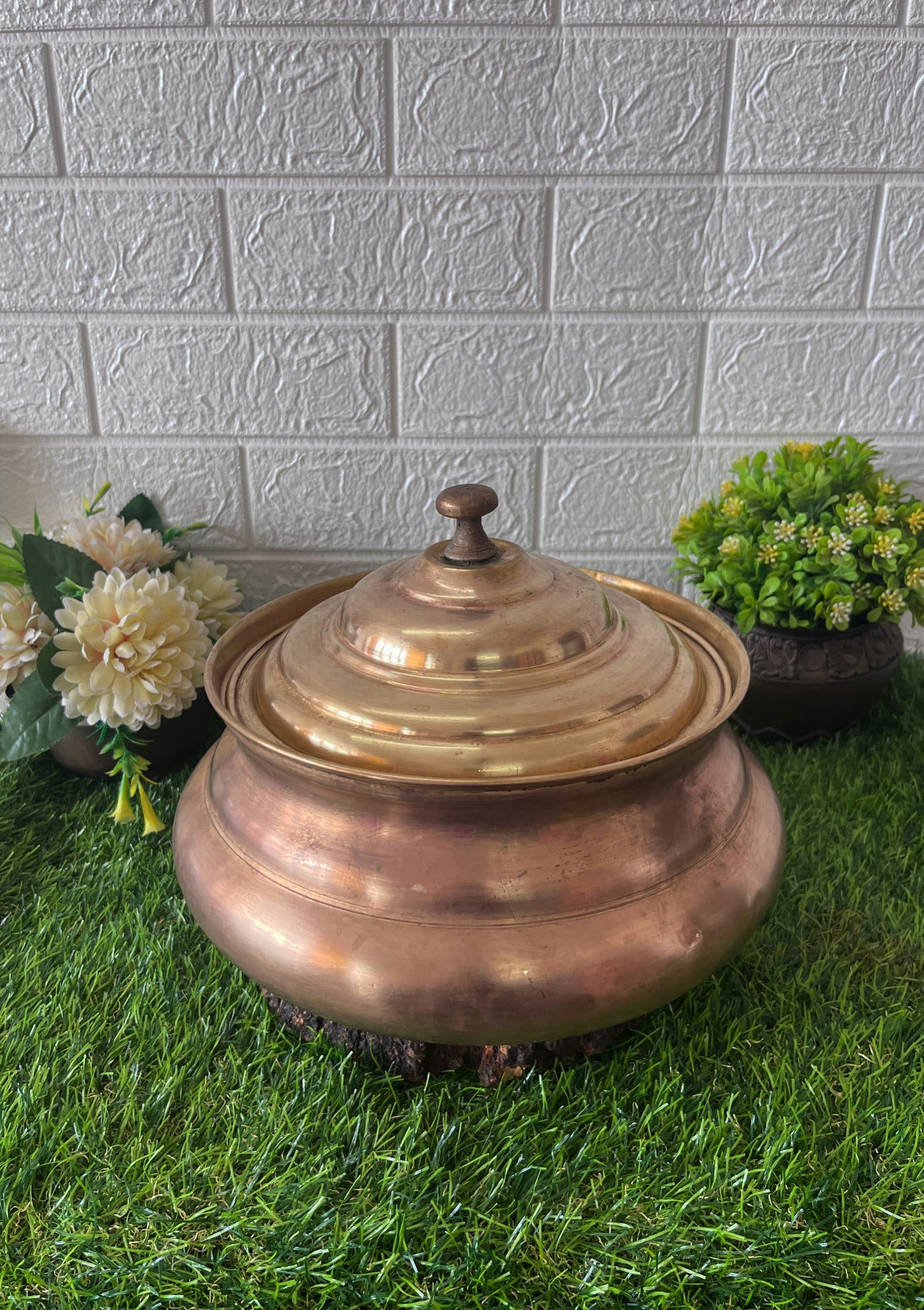 Brass Cooking Deg With Lid by Bombay Antiques - Antique Patila