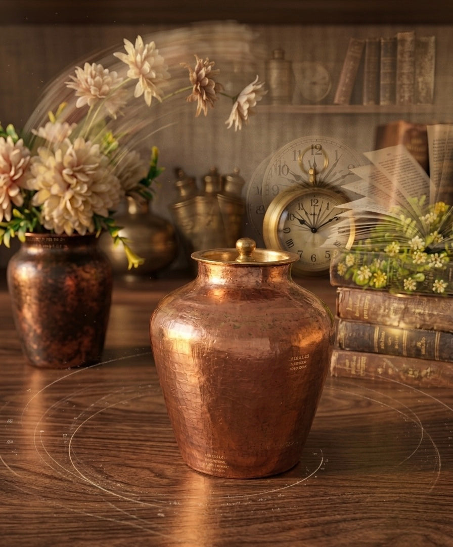 Copper Kalash With Lid - Antique Rare Lota - Bombay Antiques