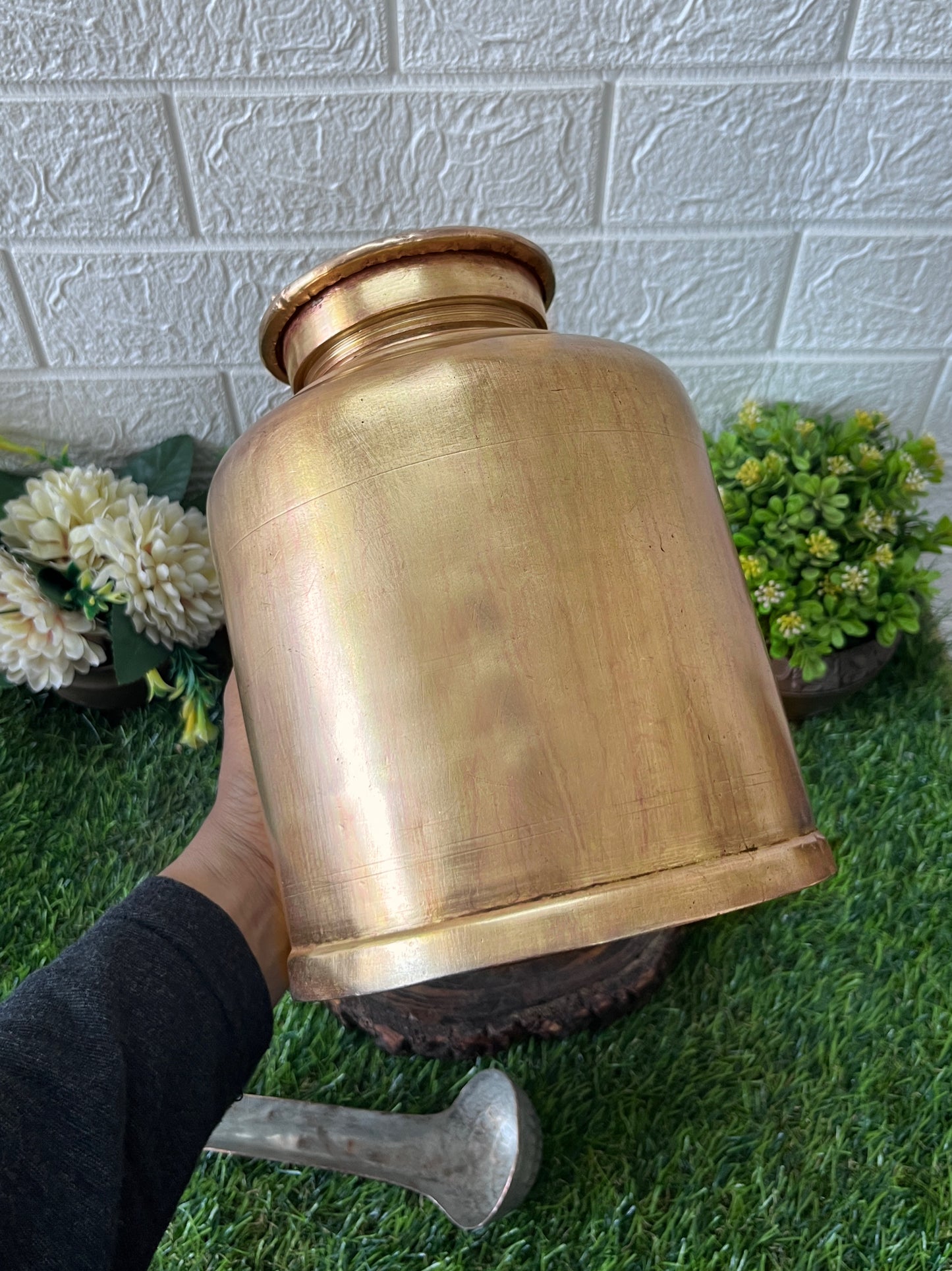 Brass Cannister With Lid And Ladle - Antique Storage Item