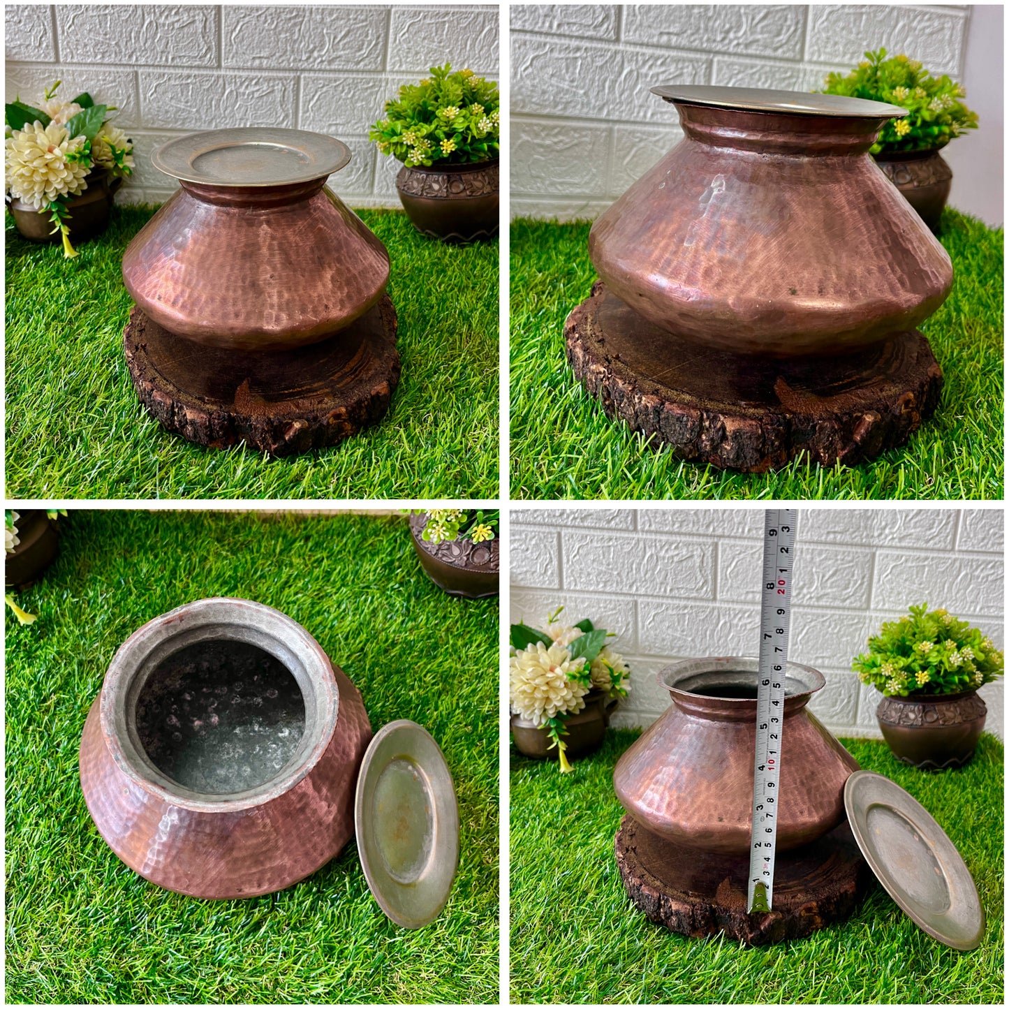 Antique Copper Cooking Bowl With Lid