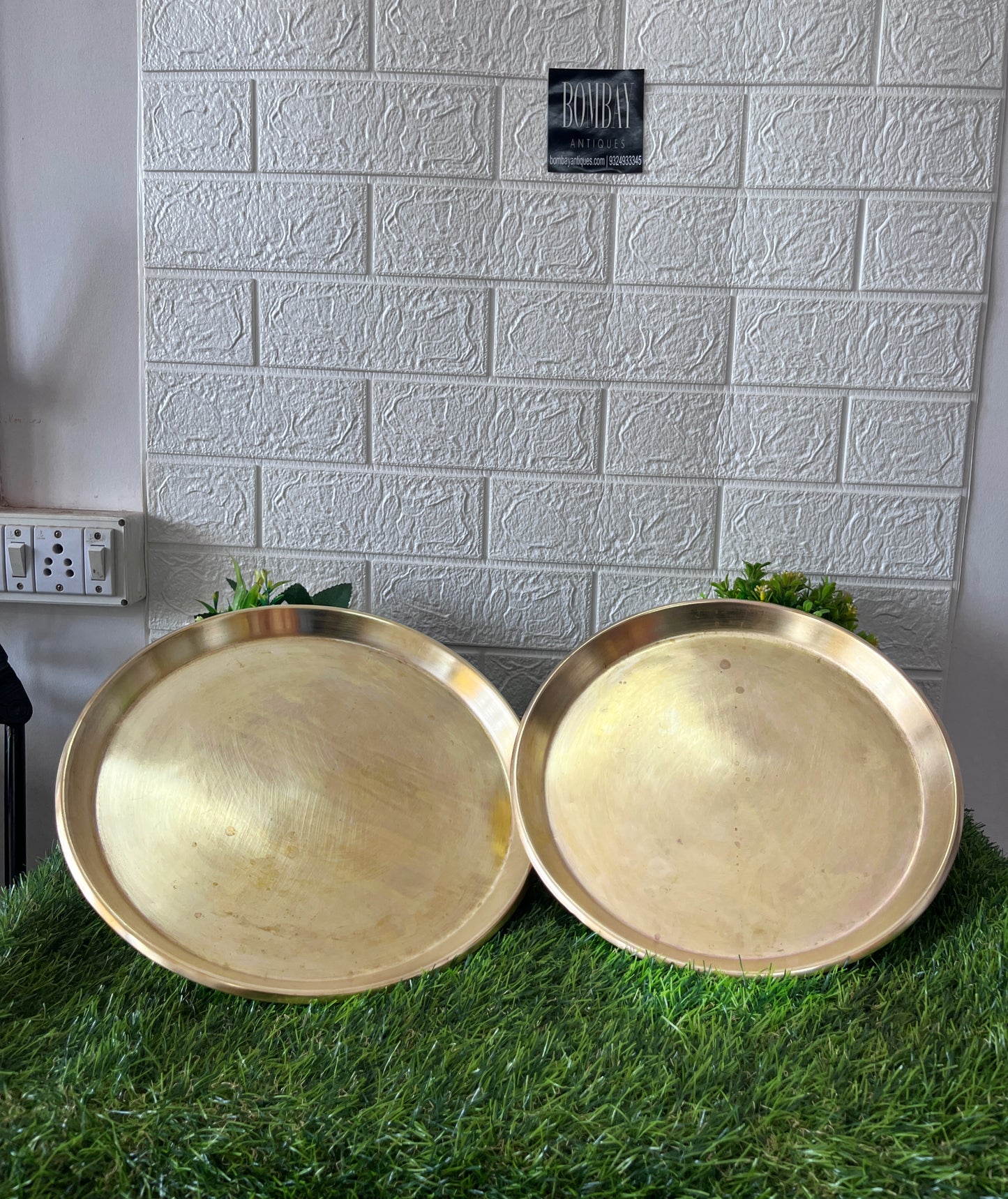 Brass Plates In Pair - Antique Thali In Pair