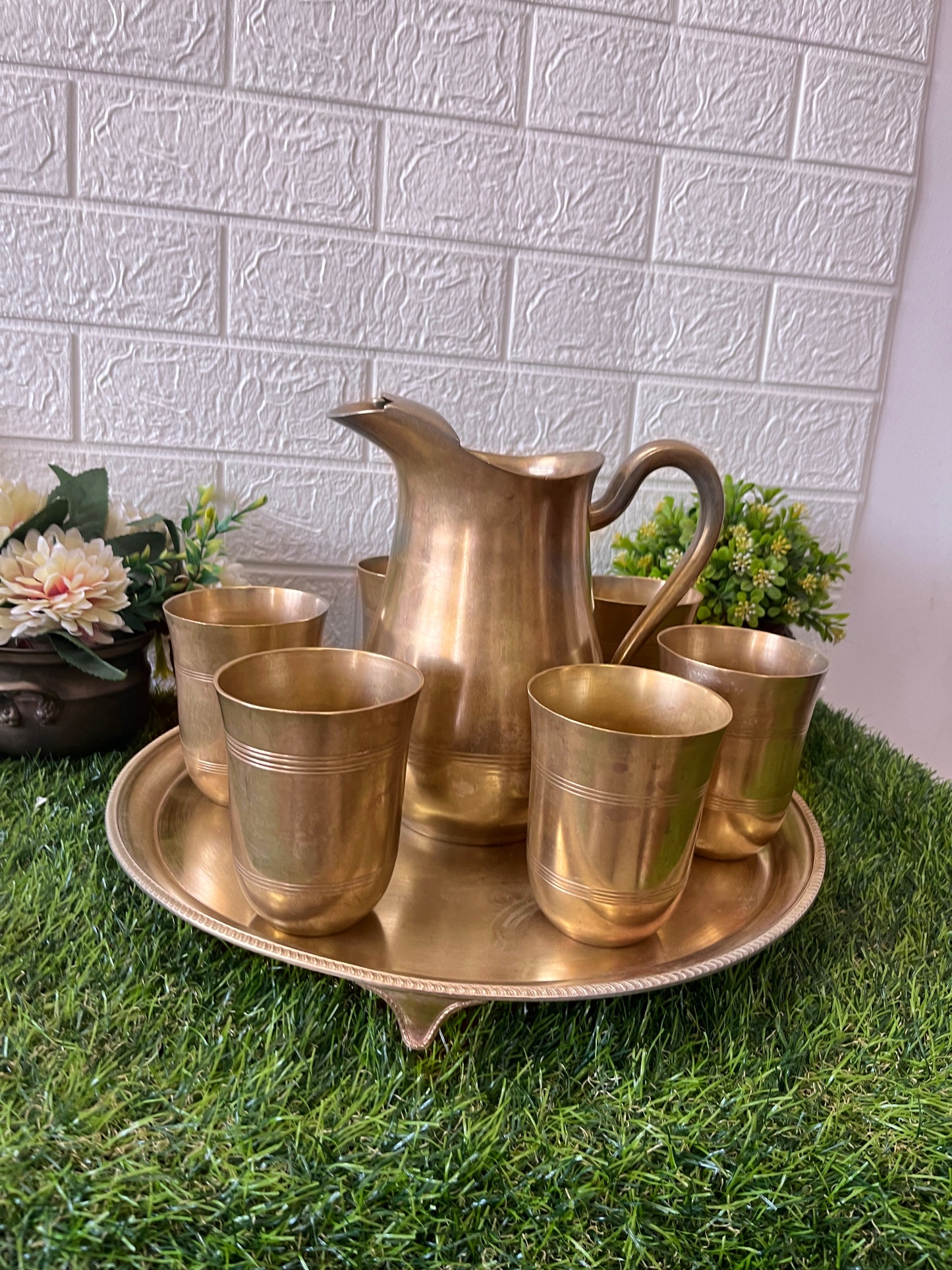 Brass Jug Set - Antique Serving Item