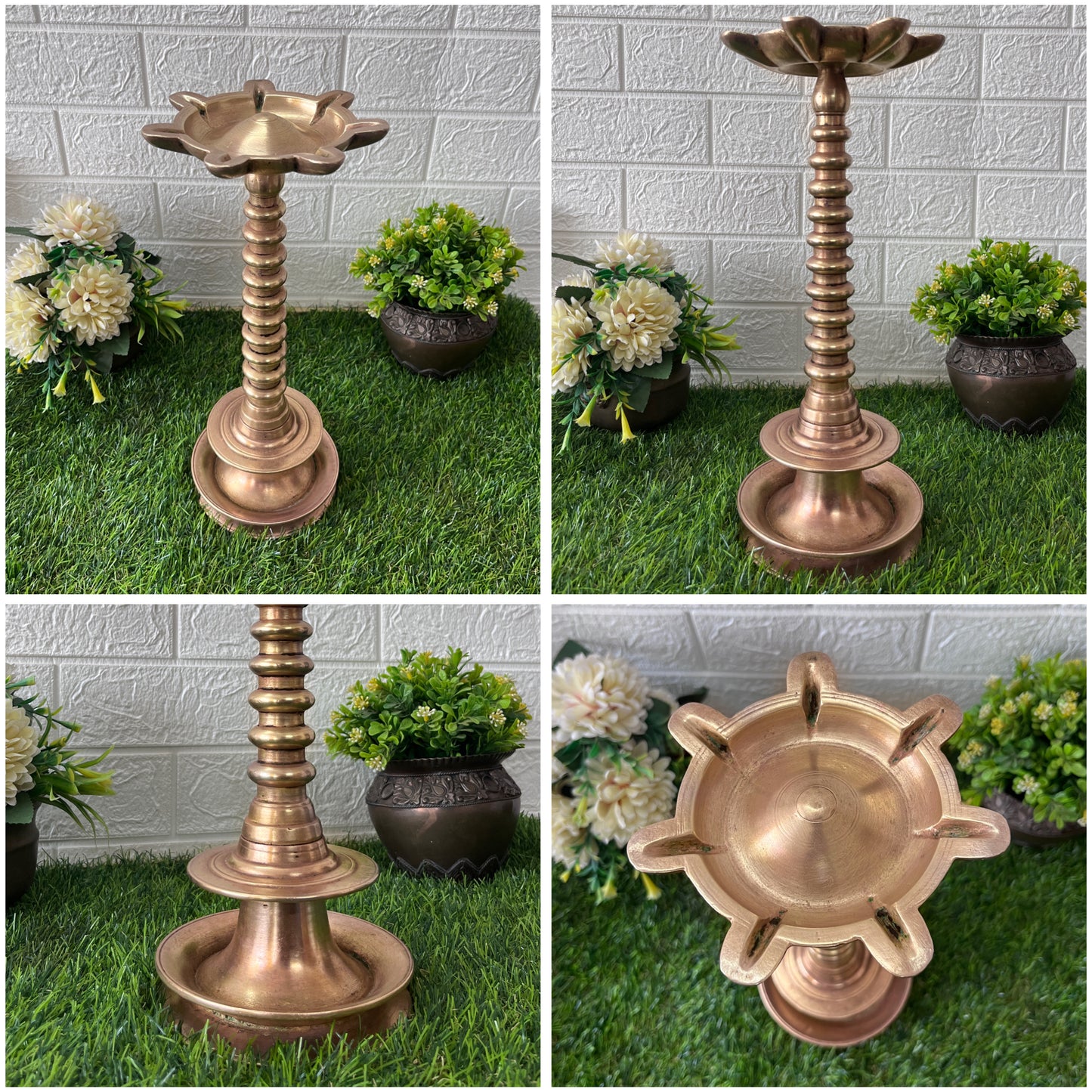 Brass Single Samay - Antique 7 Wicks Oil Lamp