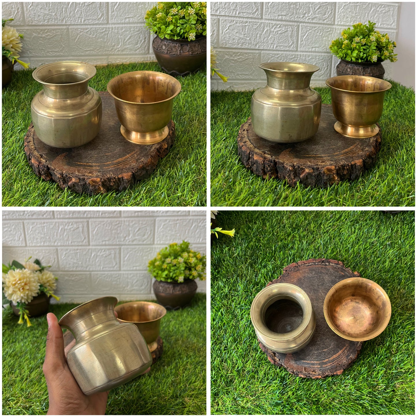 Brass Kalash and glass - Antique Lota