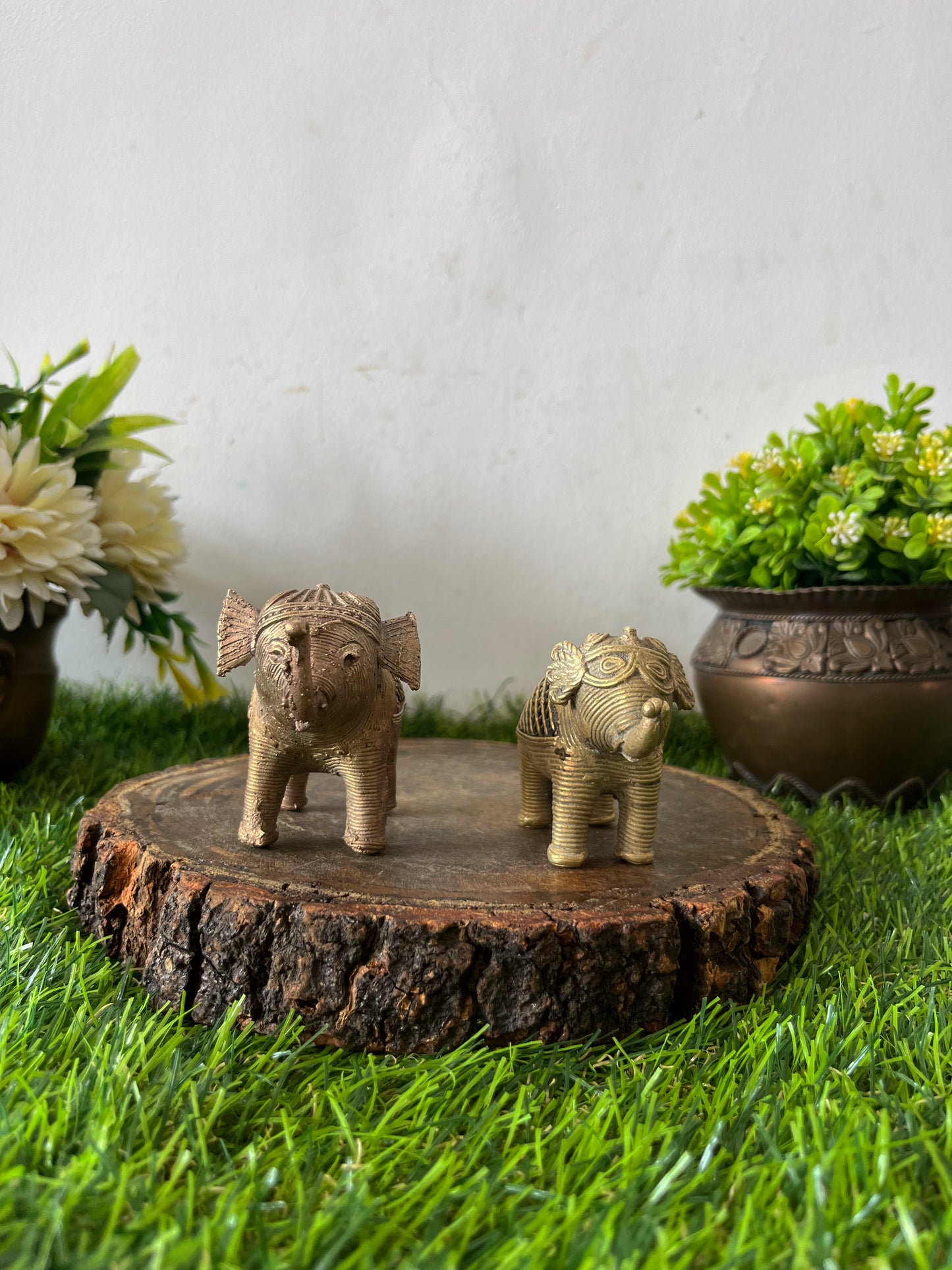 Antique Brass Small Elephant In Pair