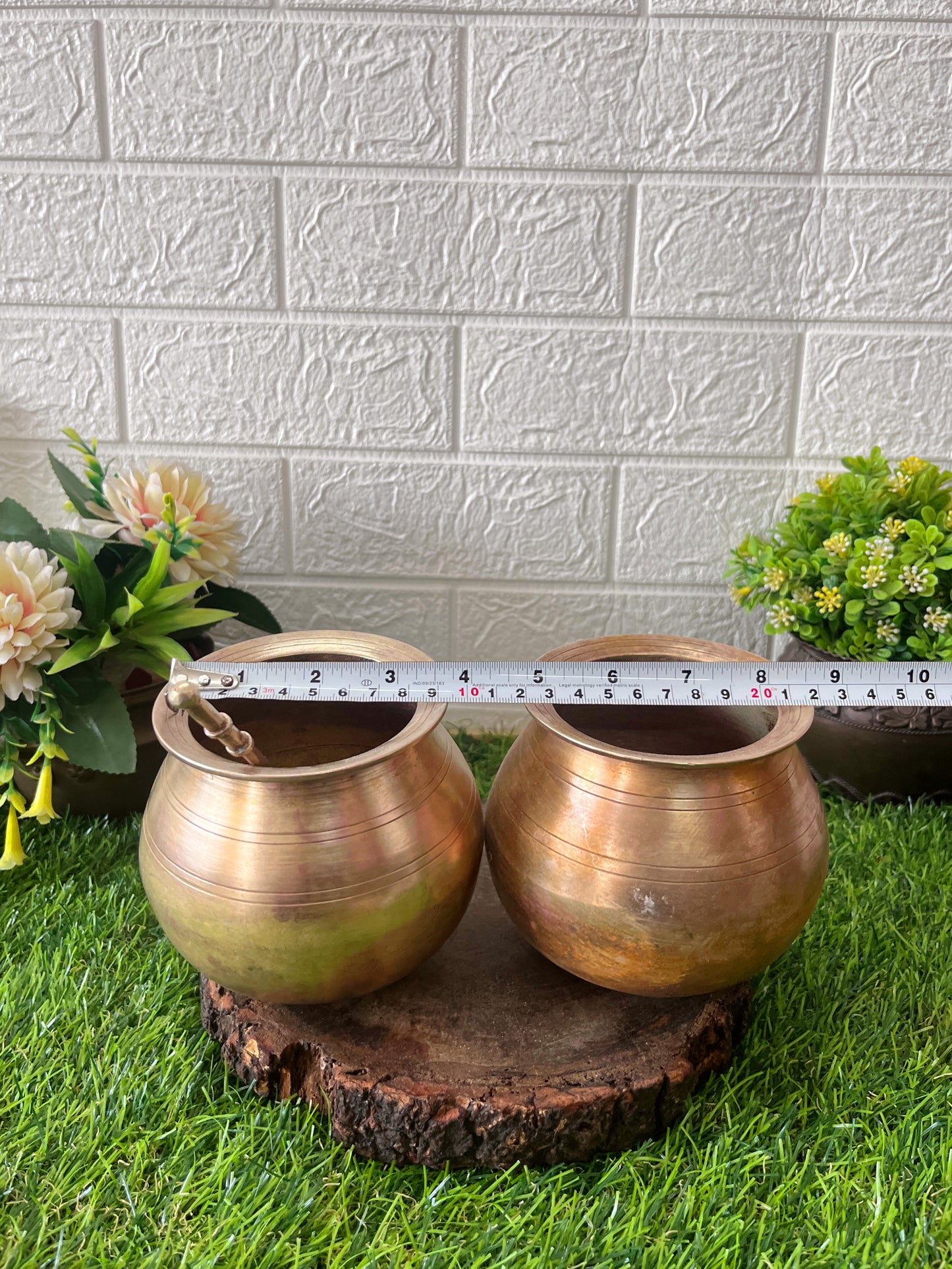 Brass Bowl With Stick - Antique Kalash In Pair