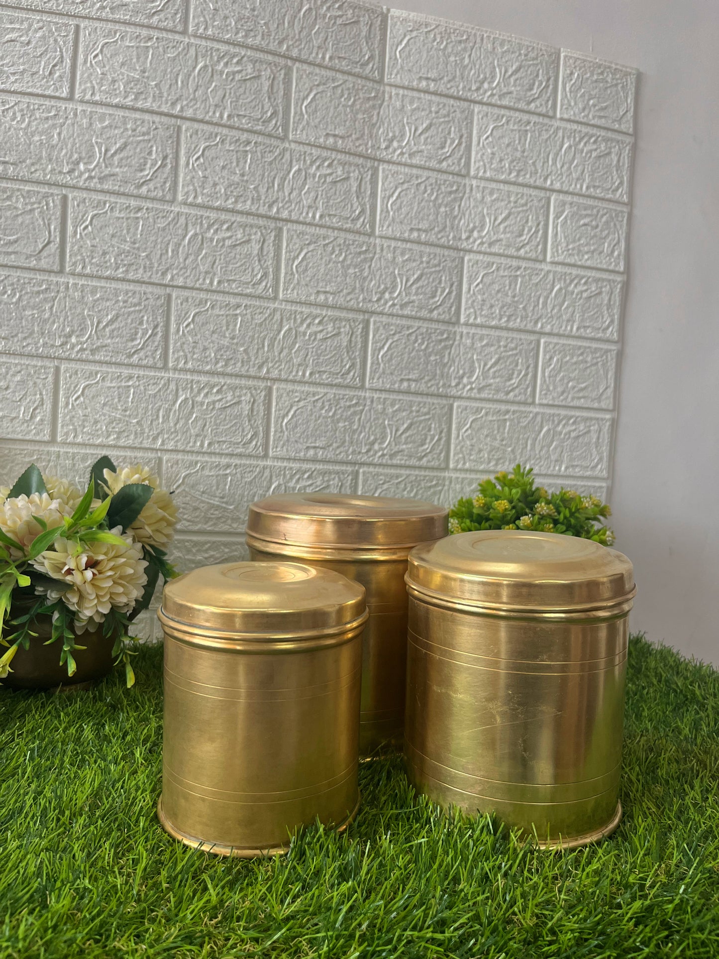 Antique Brass Storage Dabba Set