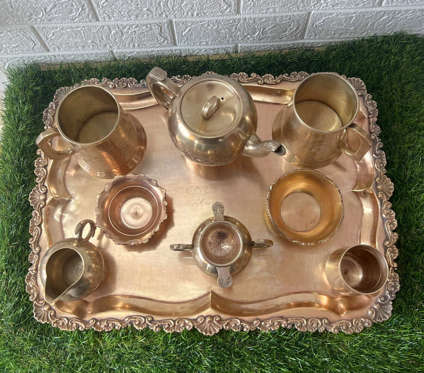 Antique Brass Tea Serving Set