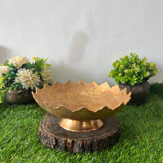 Antique Brass Engraved Fruit Bowl - Bombay Antiques