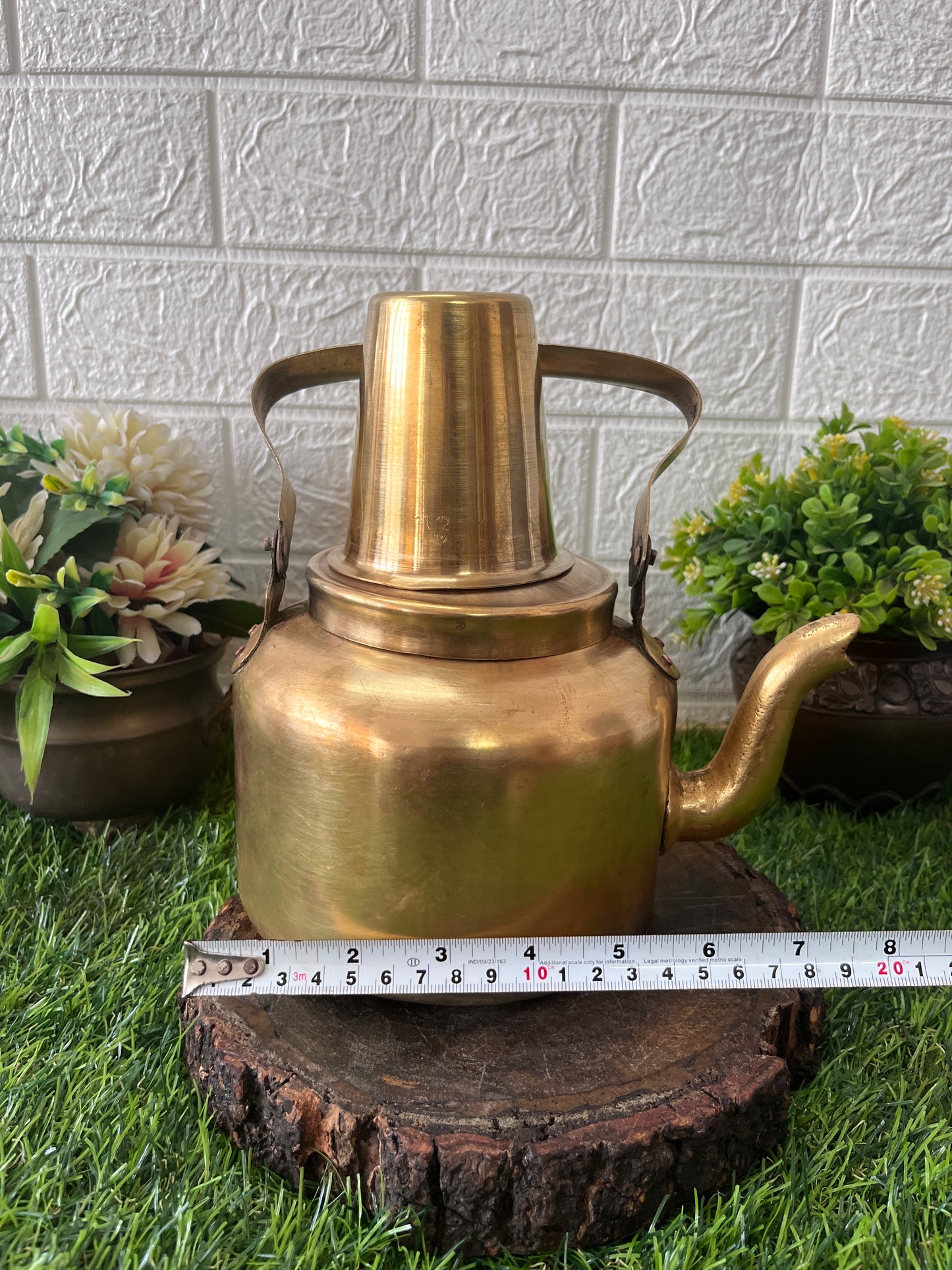 Brass Kettle With Glass - Antique Serving Item