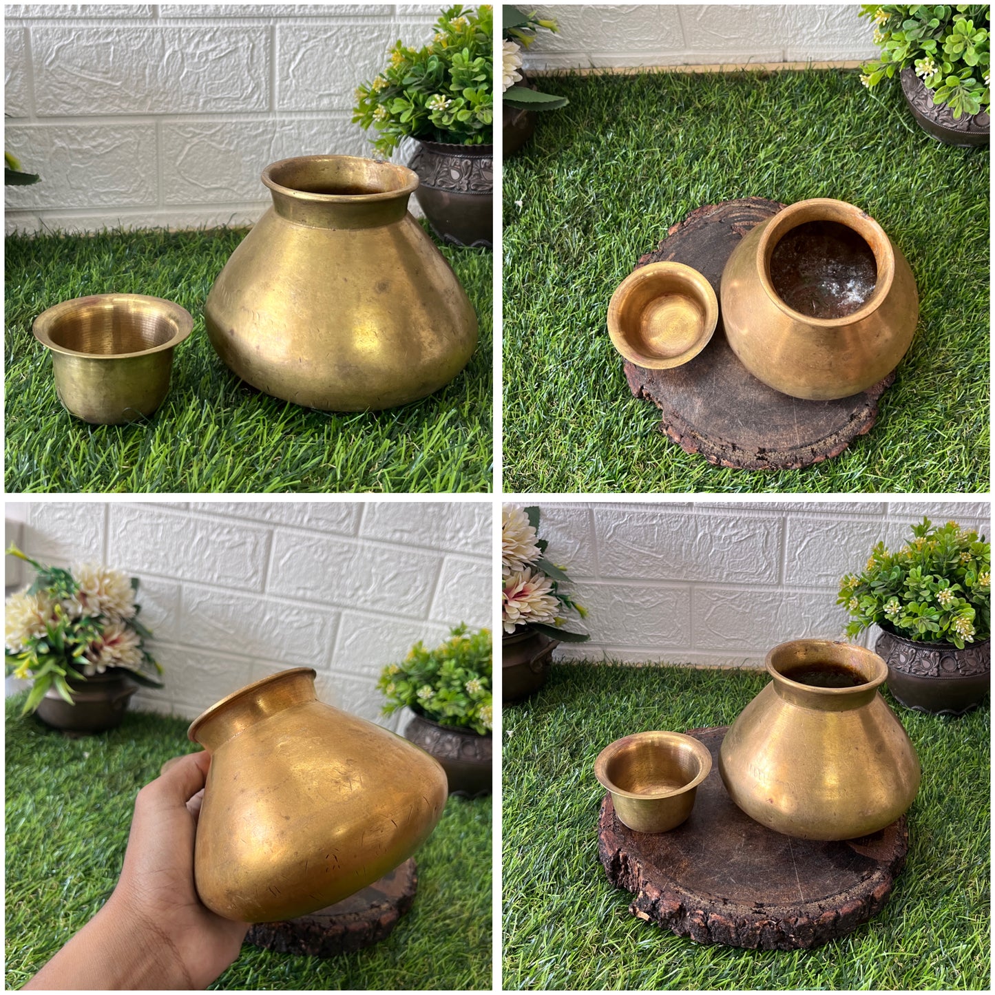 Brass Kalash With Glass - Antique Lota With Pela