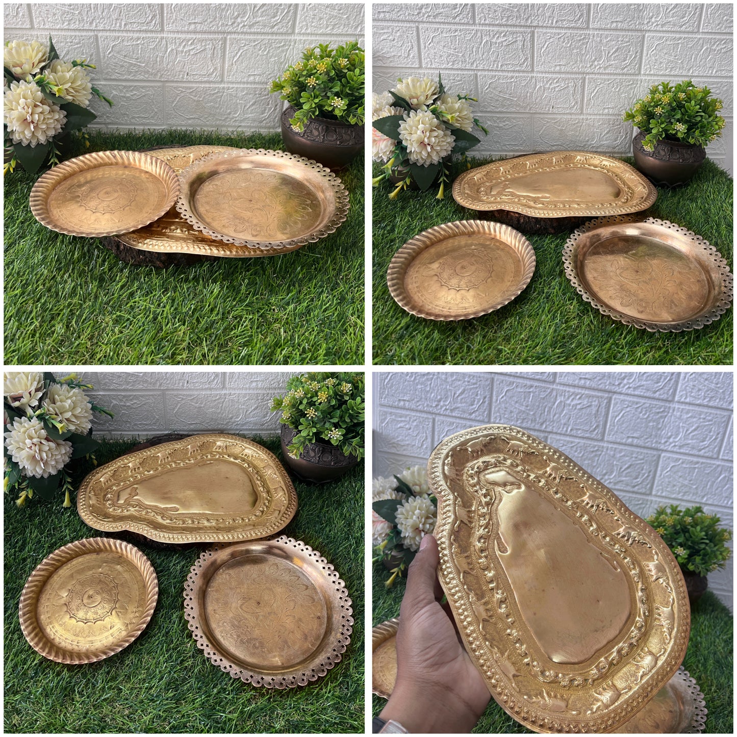 Antique Brass Tray Set  - Serving Item