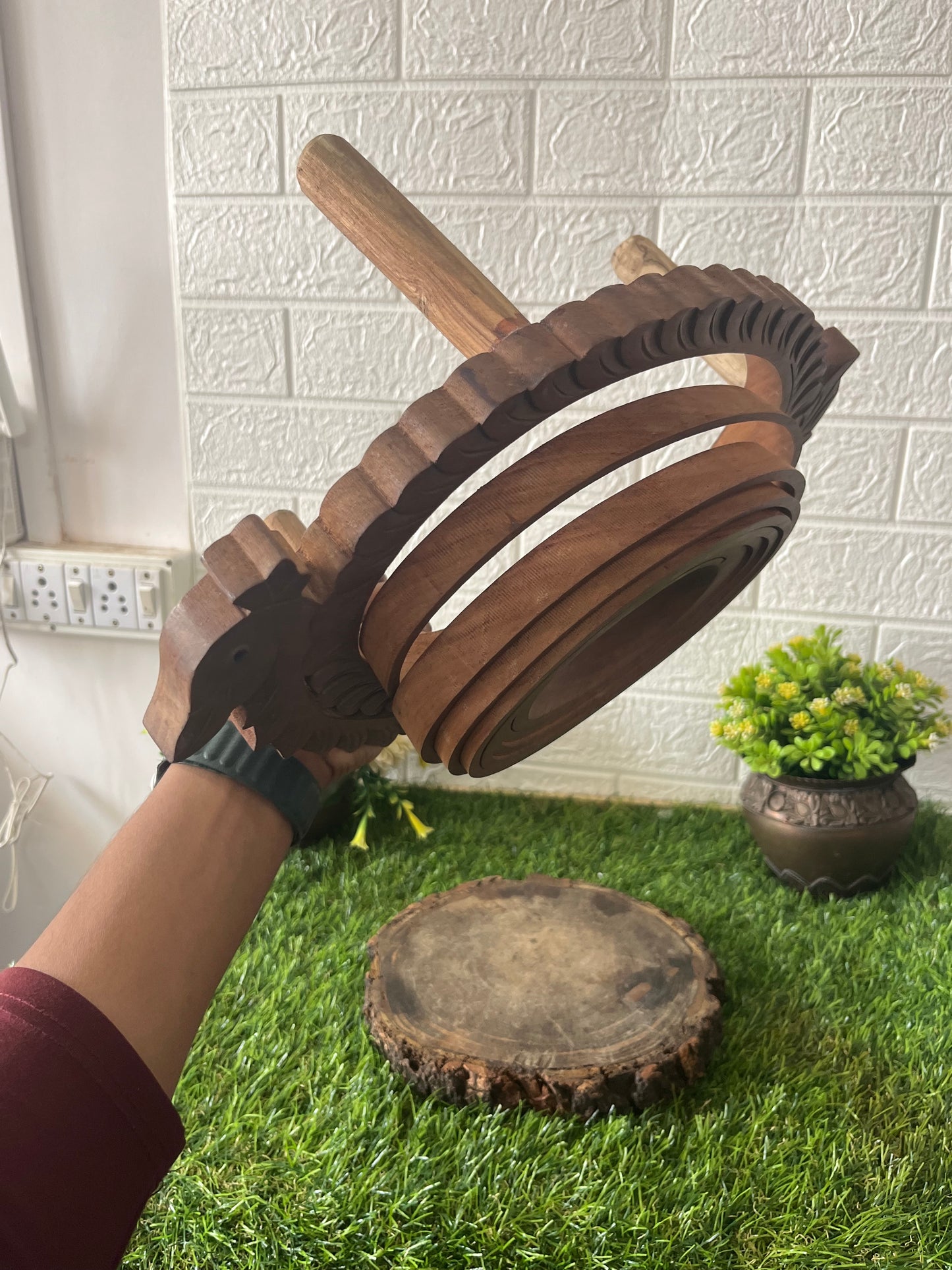 Antique Wooden Fruit Bowl