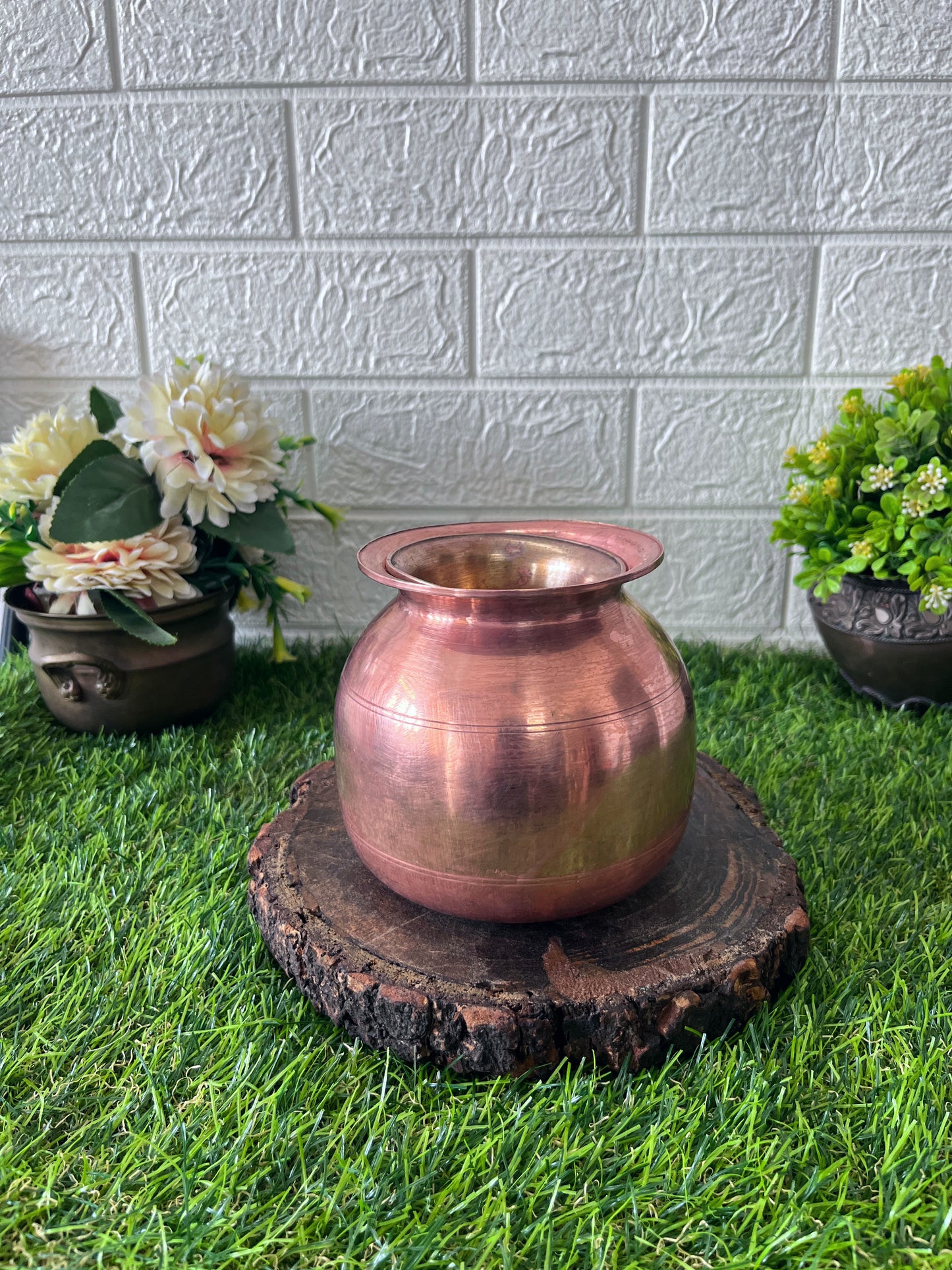 Copper kalash - Antique Lota with Glass