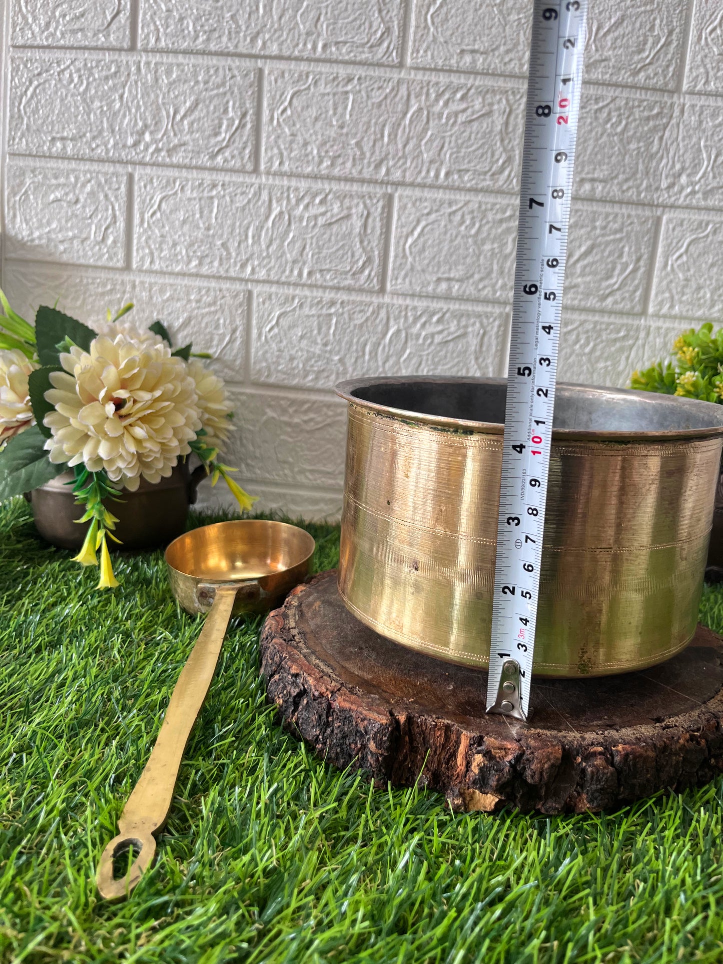 Brass Cooking Bowl & Ladle by Bombay Antiques - Antique Brass Patila