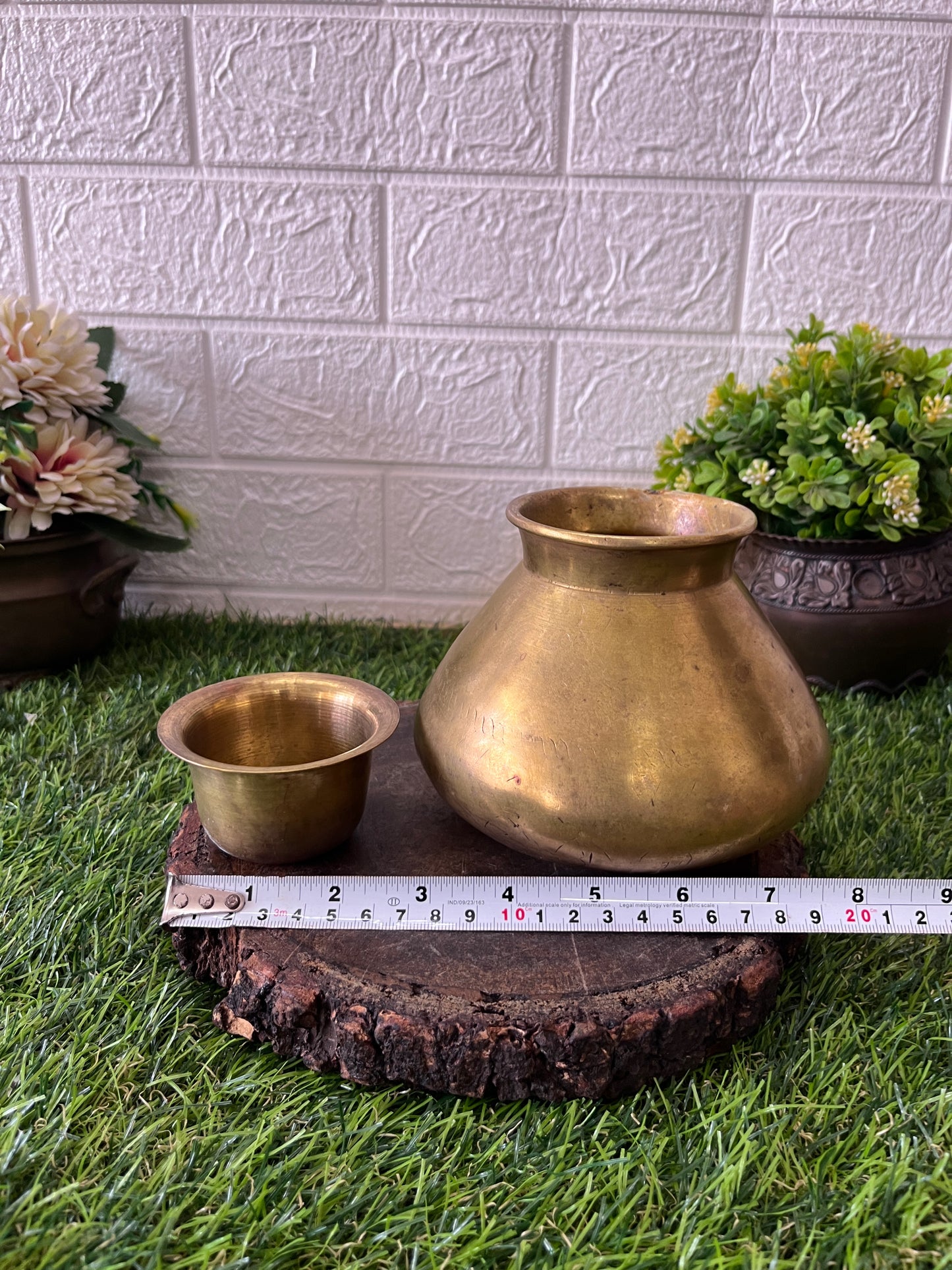 Brass Kalash With Glass - Antique Lota With Pela