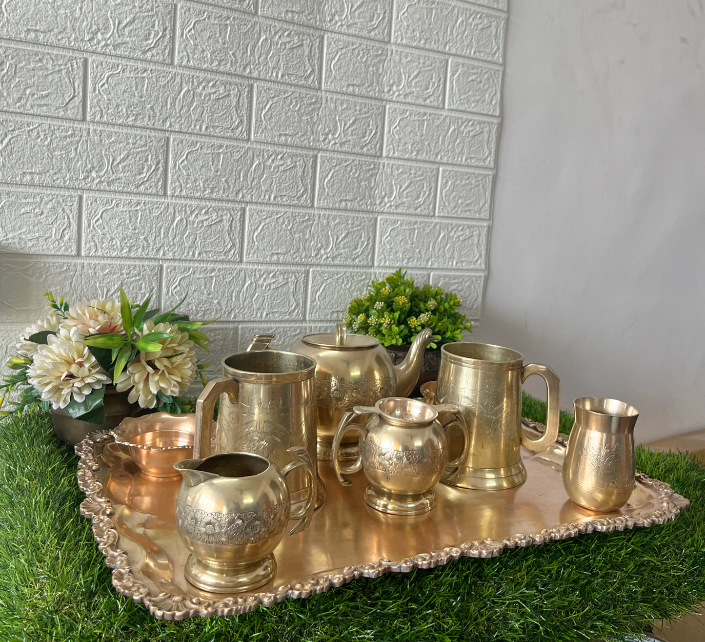 Antique Brass Tea Serving Set