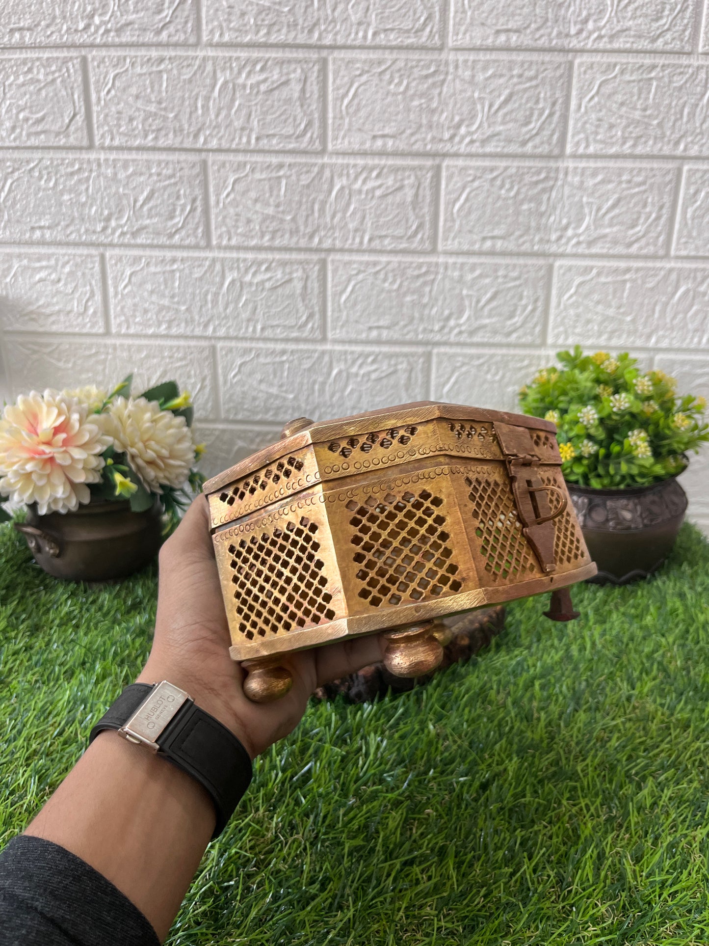 Brass Box With Lock - Antique Decor Item