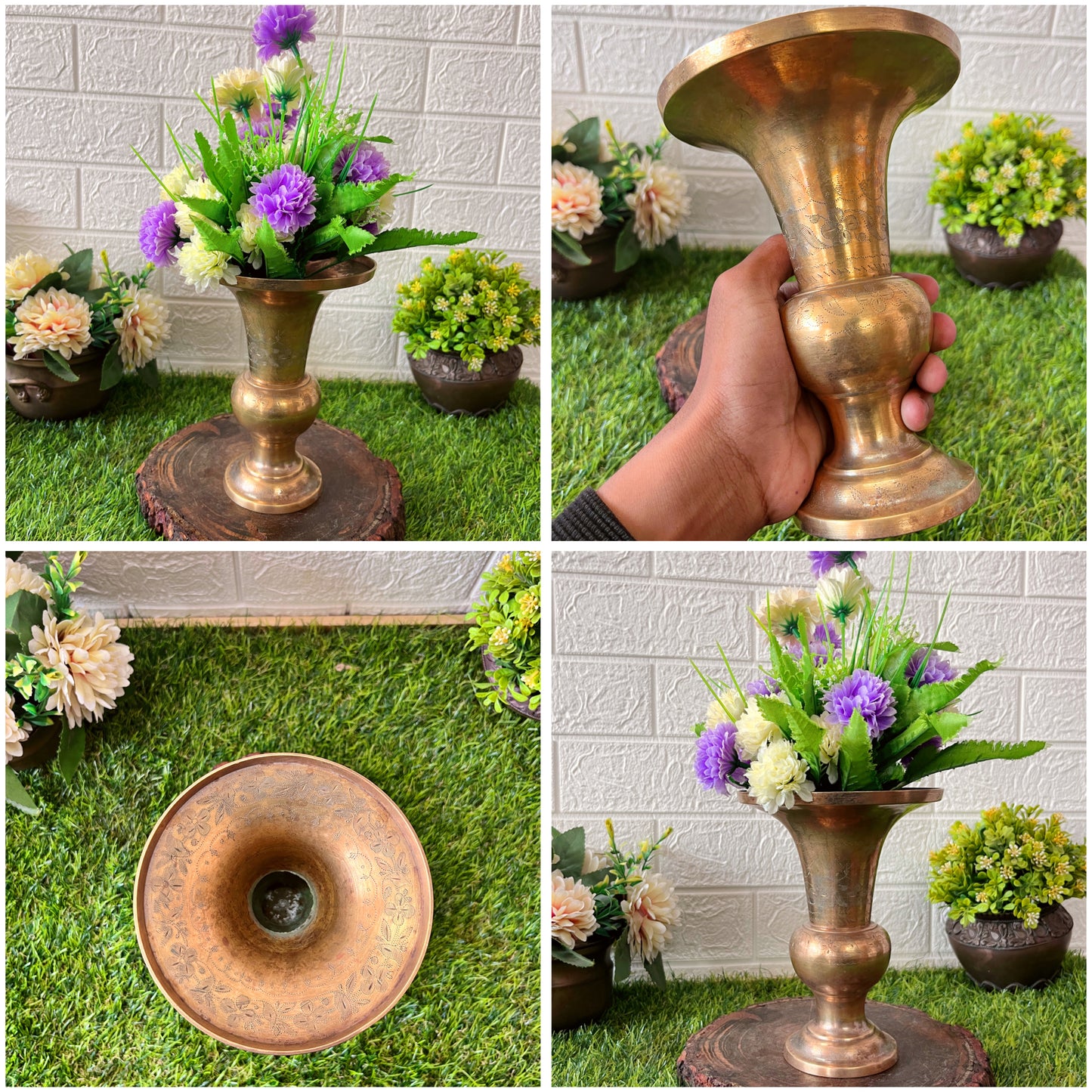 Brass Handwork Flower Vase - Antique Phooladaan