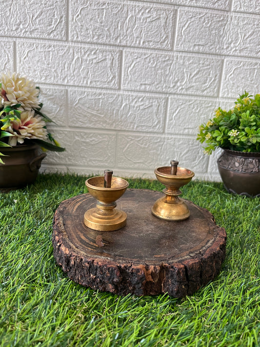 Brass Diya In Pair - Antique Oil Lamp