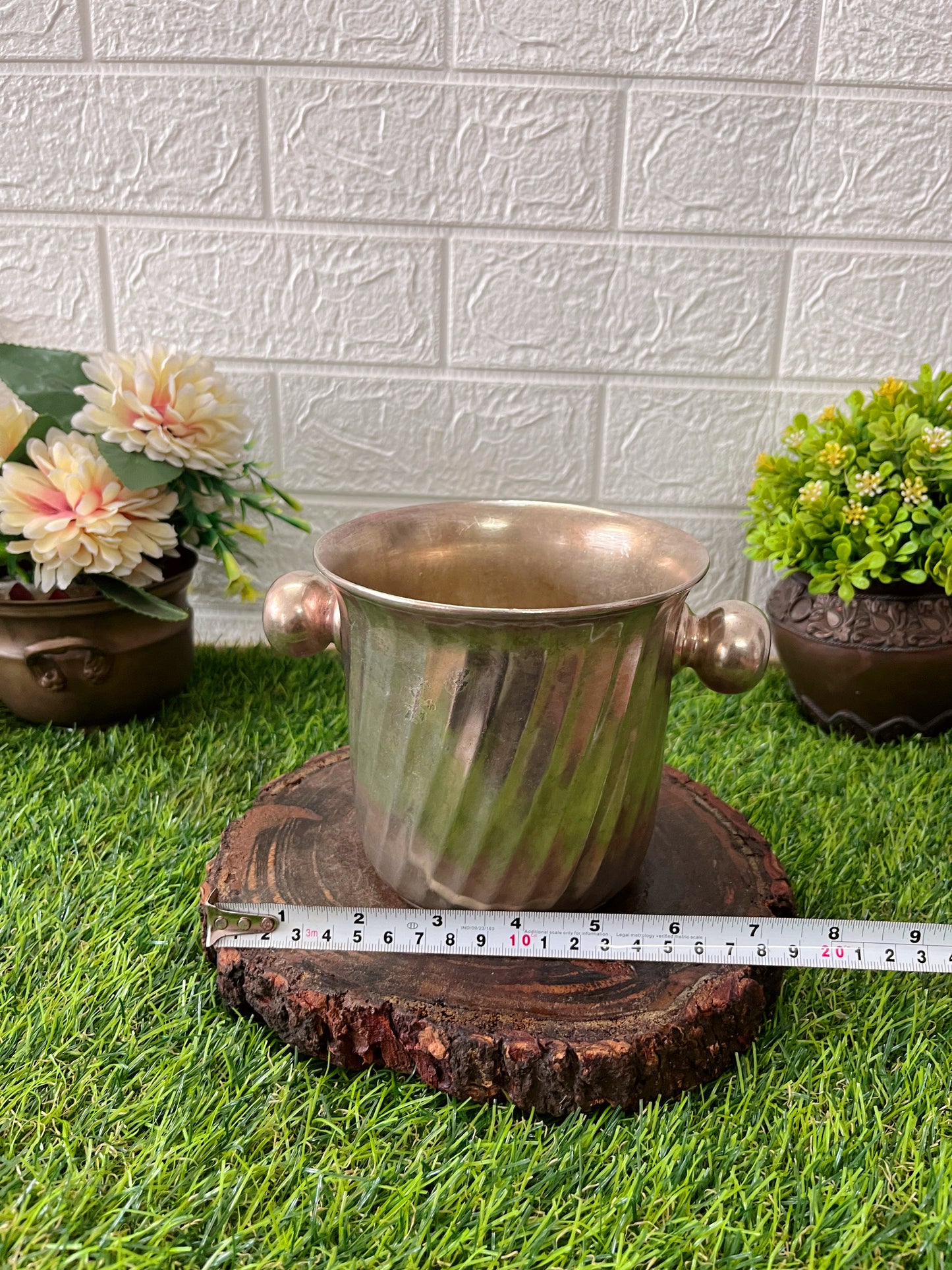 Brass Silver Coated Planter - Antique Decor Item