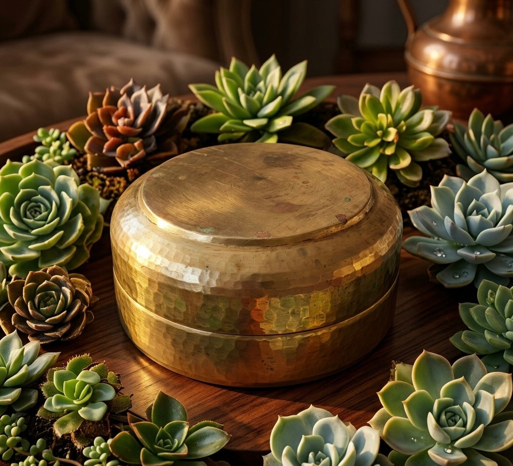 Antique Brass Storage Box | Heirloom Utility | Home Essentials | Traditional Pital Dabba