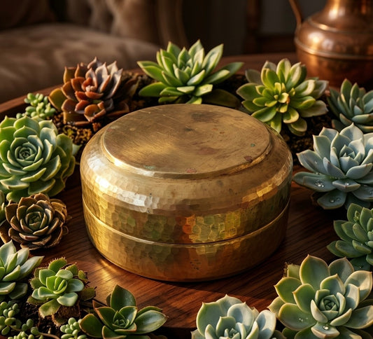 Antique Brass Storage Box | Heirloom Utility | Home Essentials | Traditional Pital Dabba