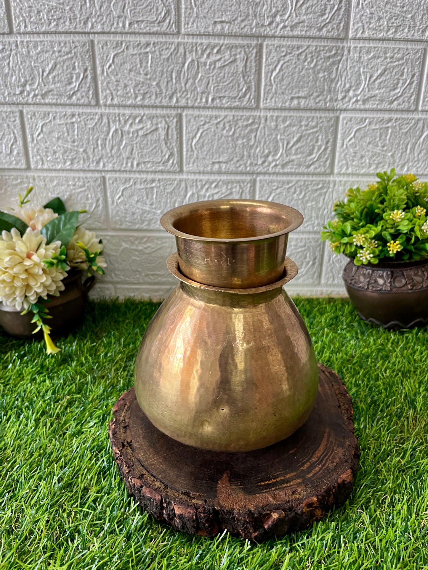 Brass Kalash & Glass - Antique Lota And Pela