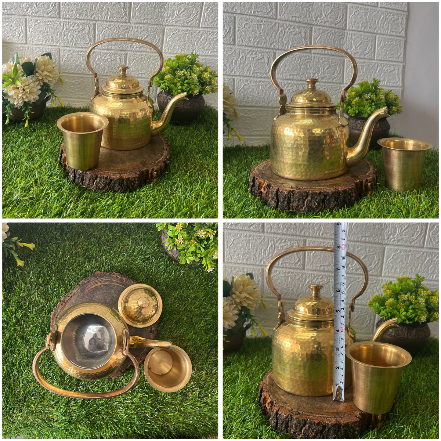 Antique Brass Kettle With Glass