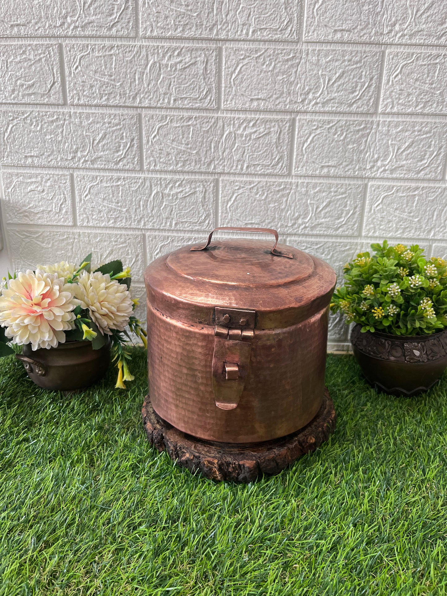 Rare Copper Storage Box With Lock - Antique Rare Kaddi Dabba