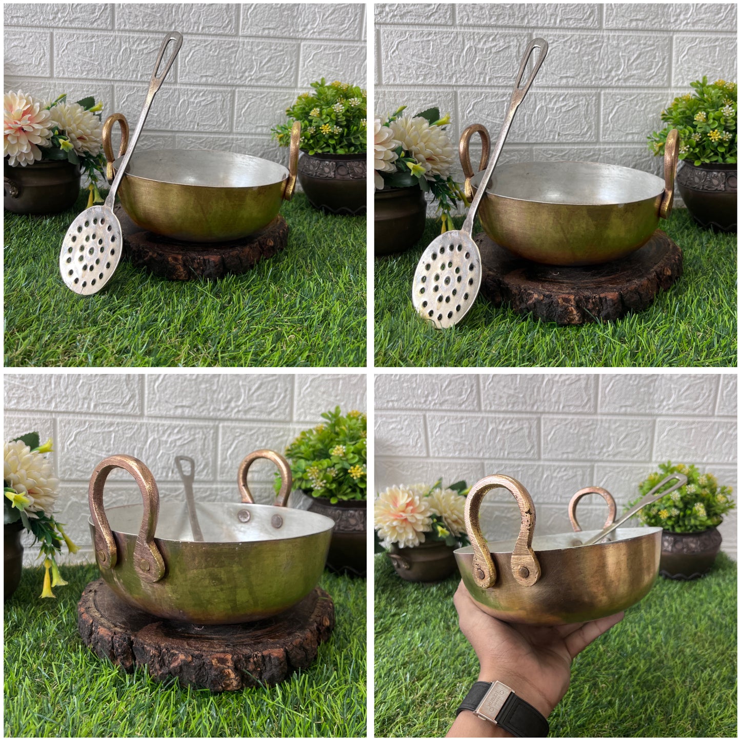 Brass Kadai With Ladle - Antique Cookware