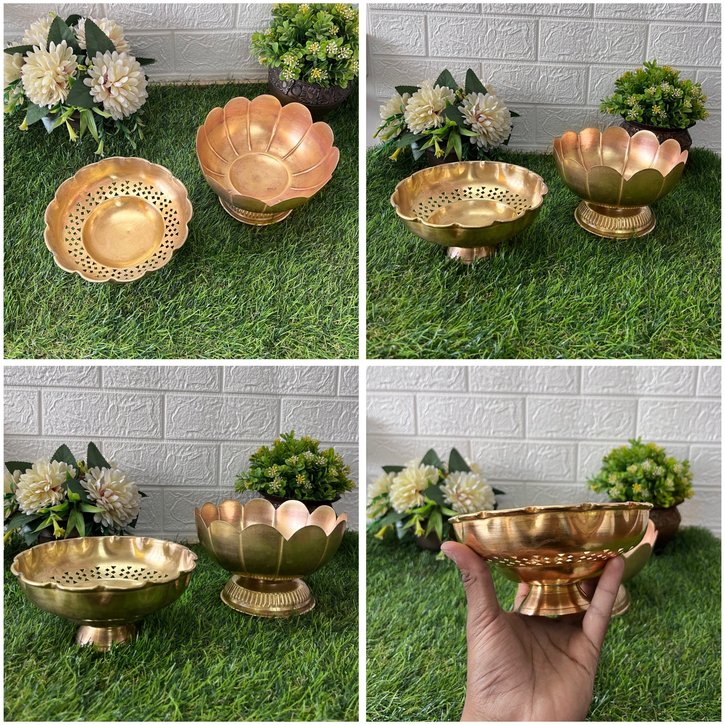 Brass Fruit Bowl In Pair - Antique Serving Item