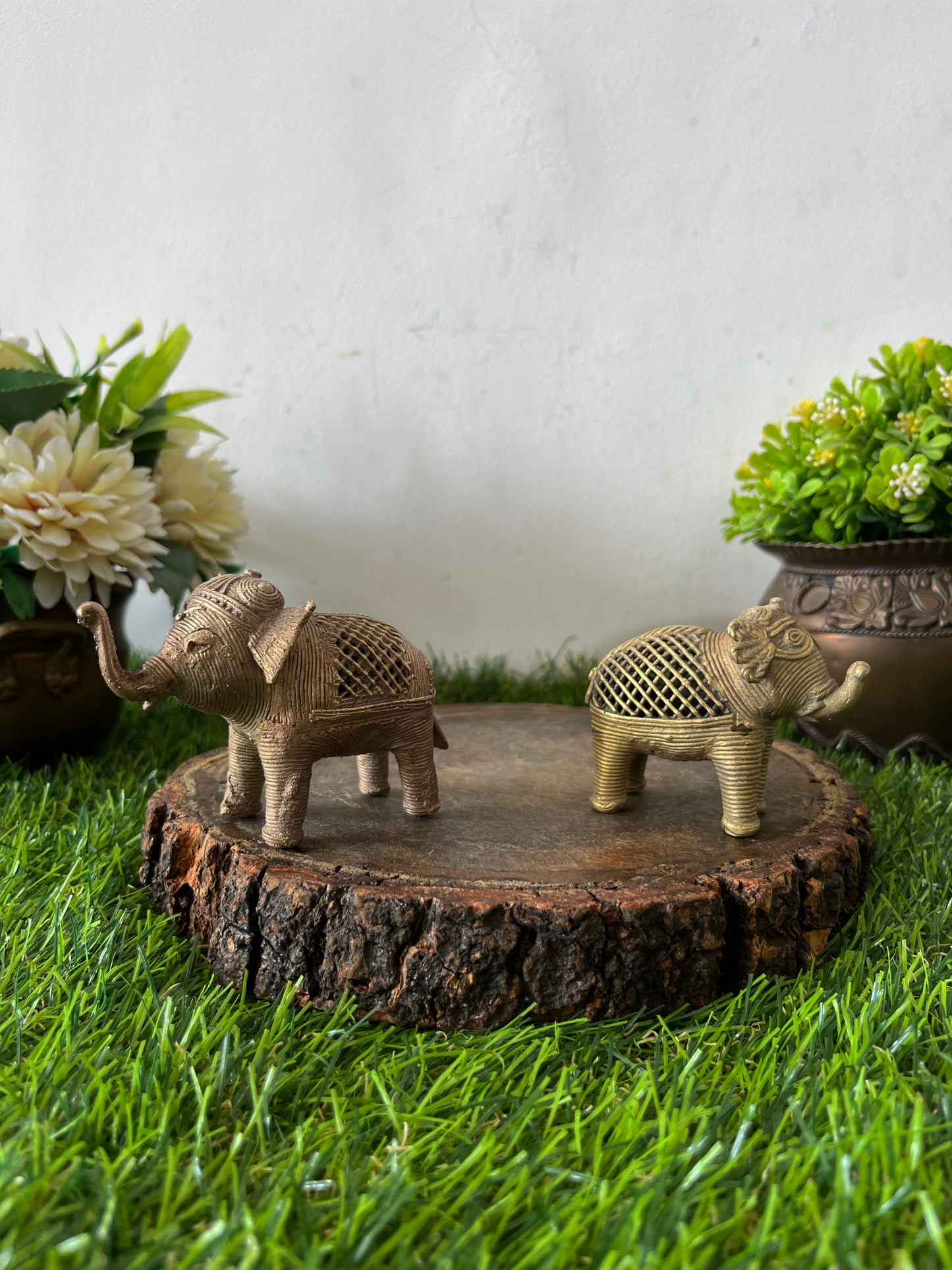 Antique Brass Small Elephant In Pair