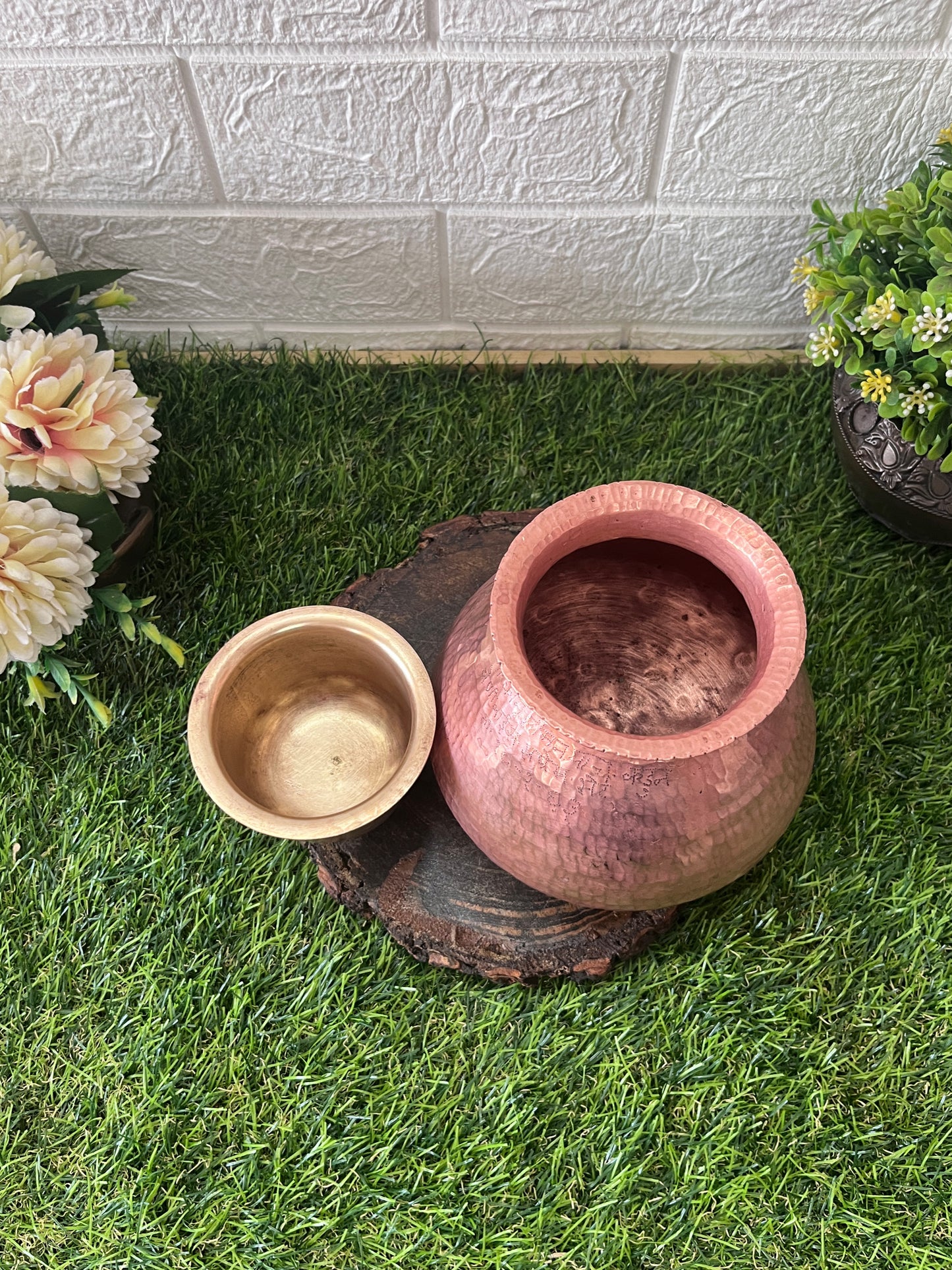 Coppet Kalash With Brass Glass - Antique Lota With Pela