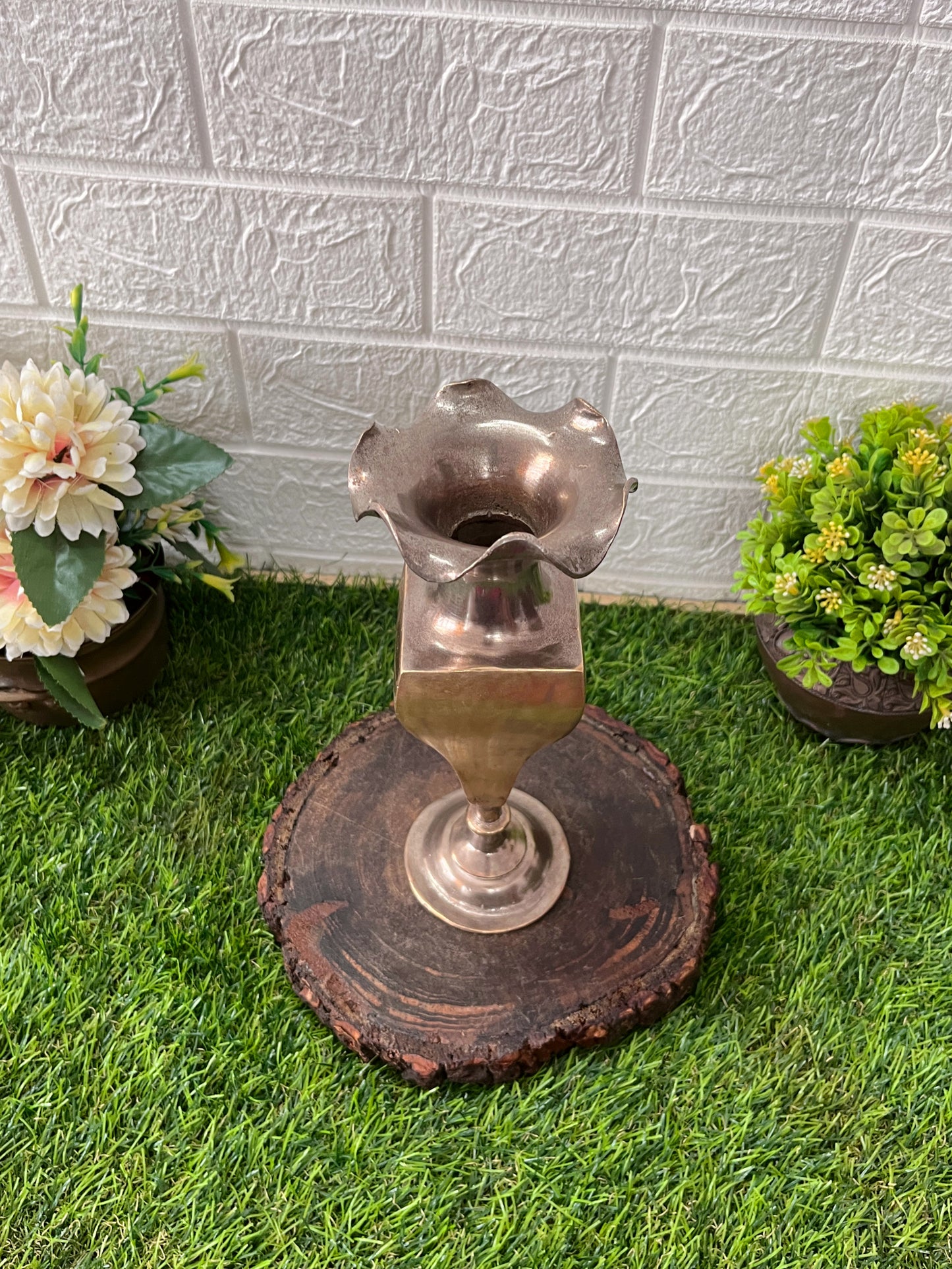 Brass Flower Vase - Antique Decor Item