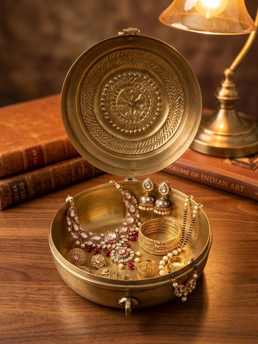 Brass Vintage Kadi Dabba With Lock - Bombay Antique Approved - Bombay Antiques
