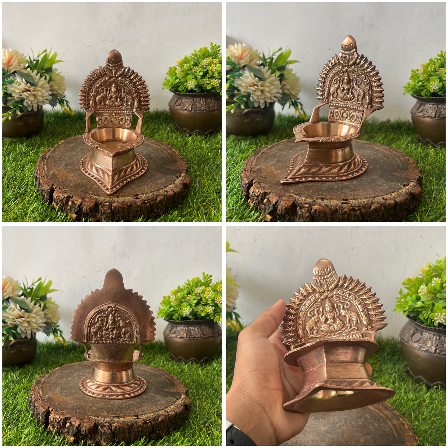 Brass Engraved Diya - Antique Oil Lamp