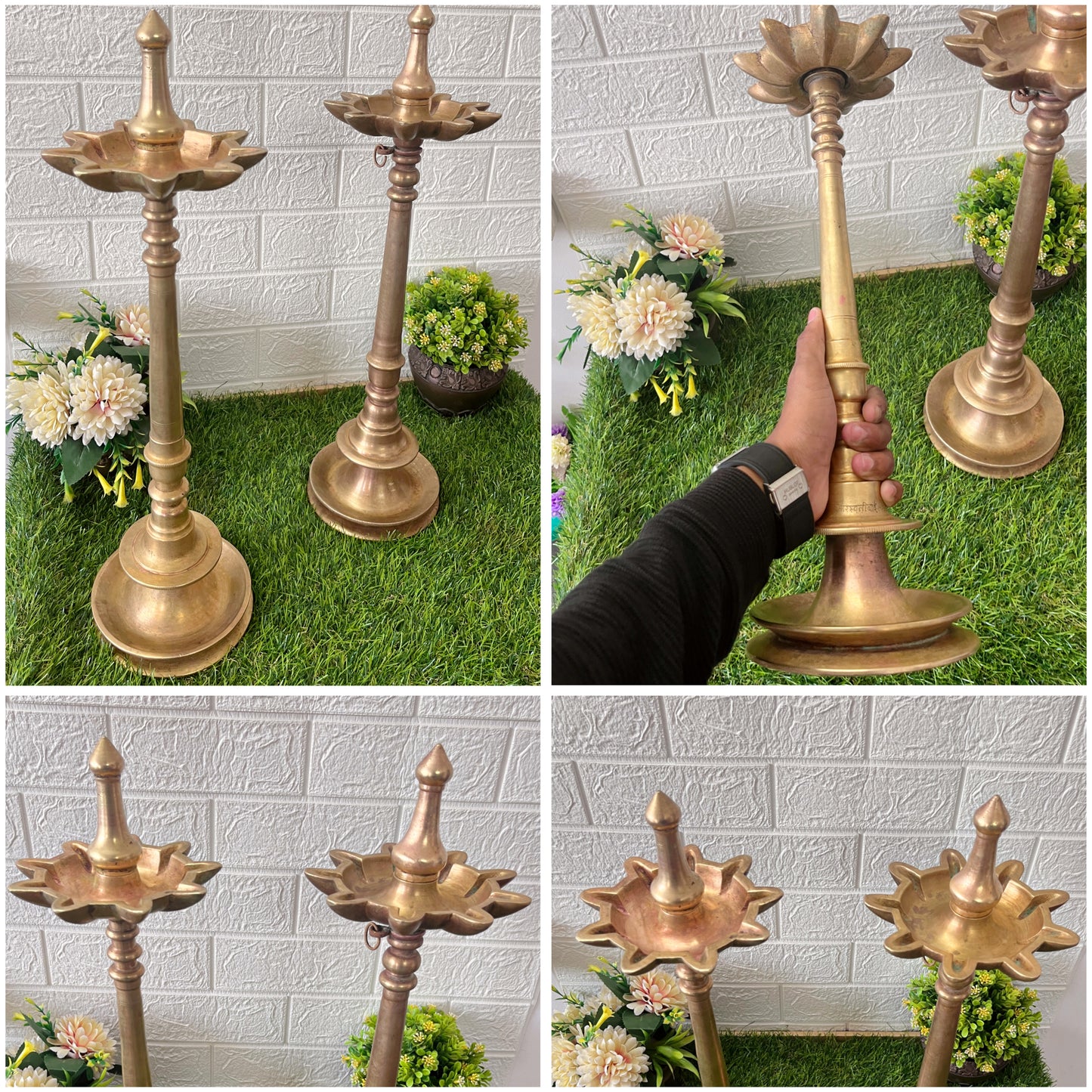 Brass Samay In Pair - Antique Brass Heavy Oil Lamps