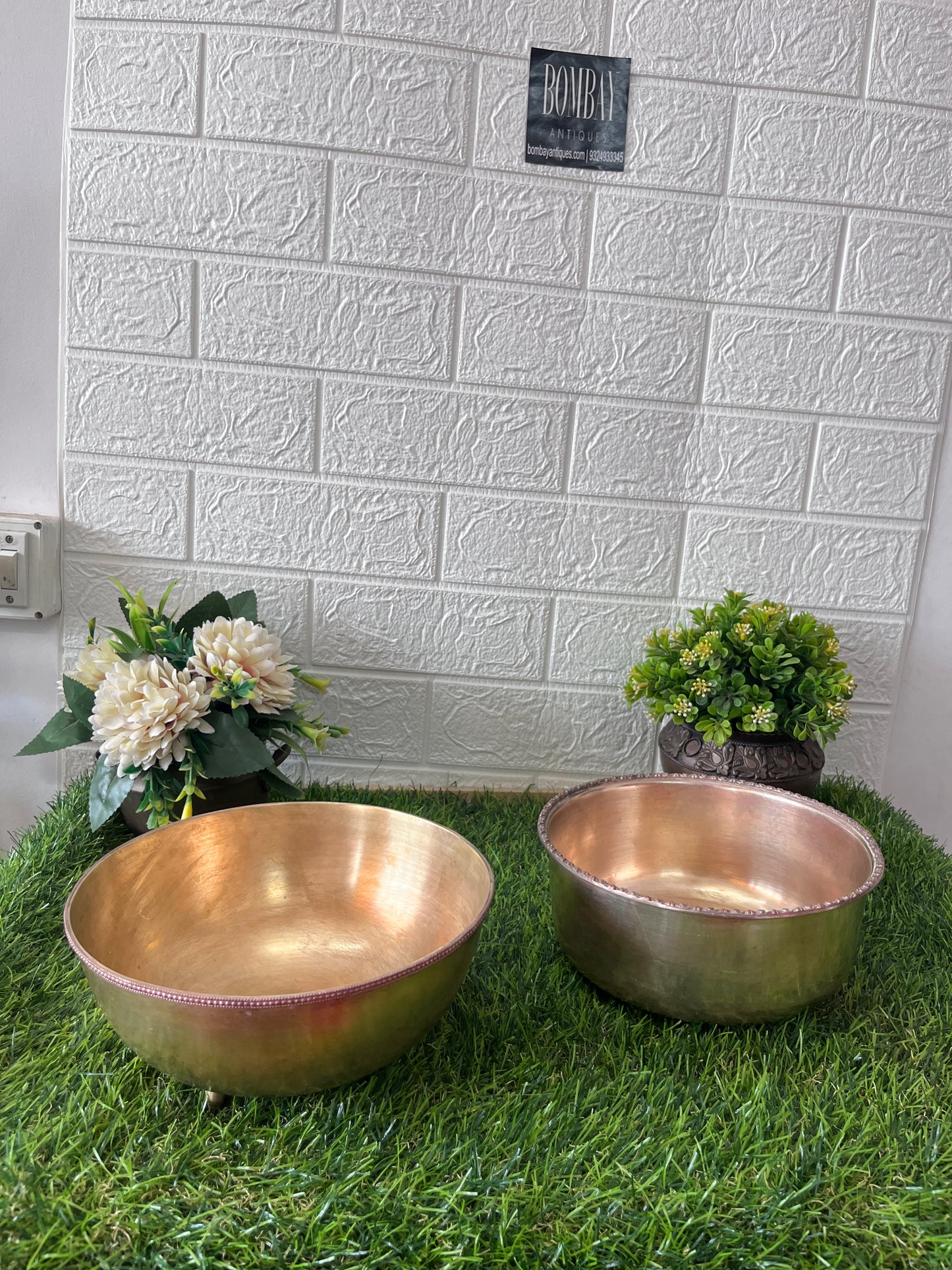 Brass Bowls In Pair - Antique Serving Items