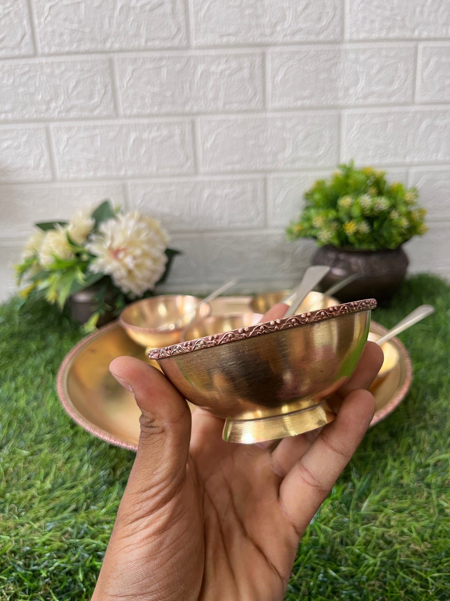 Brass Dessert Set - Antique Serving Item