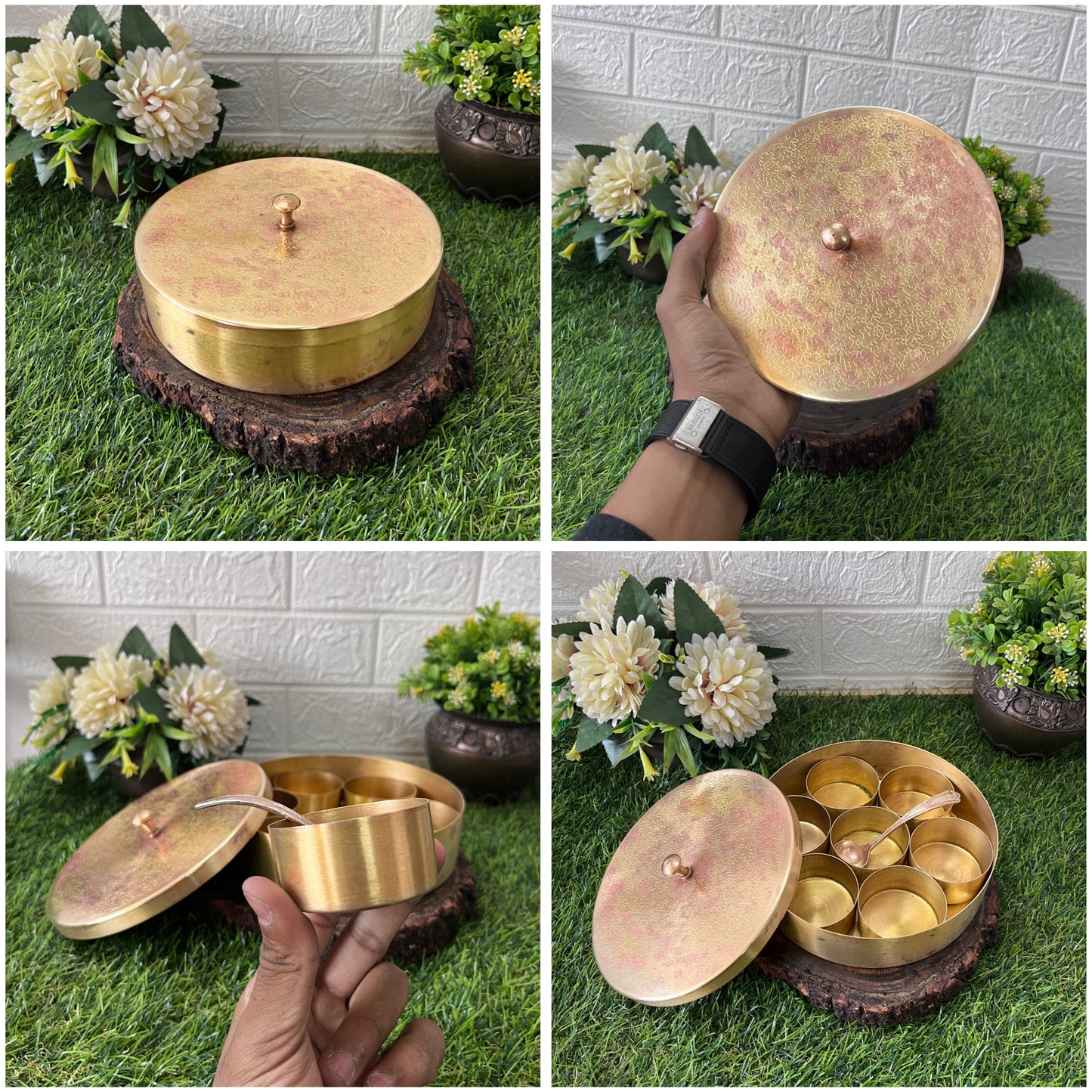 Brass Spice Box - Antique Masala Dabba