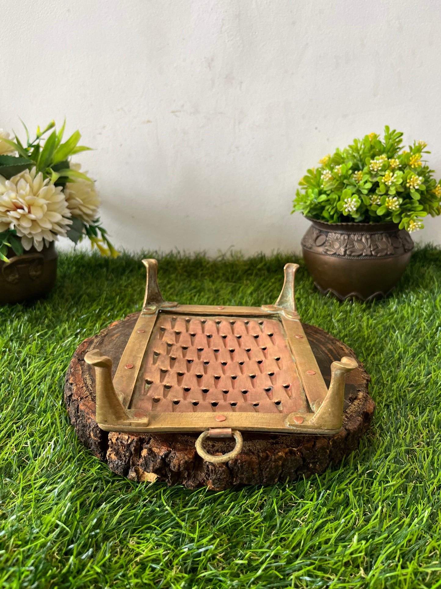 Antique Brass Rare Grater with Legs