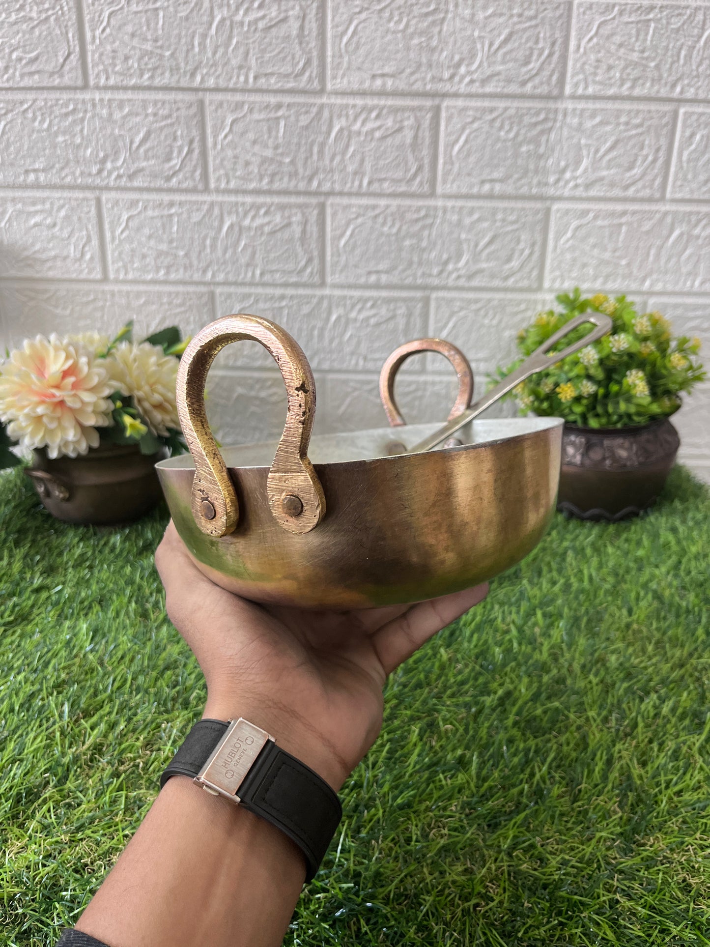 Brass Kadai With Ladle - Antique Cookware